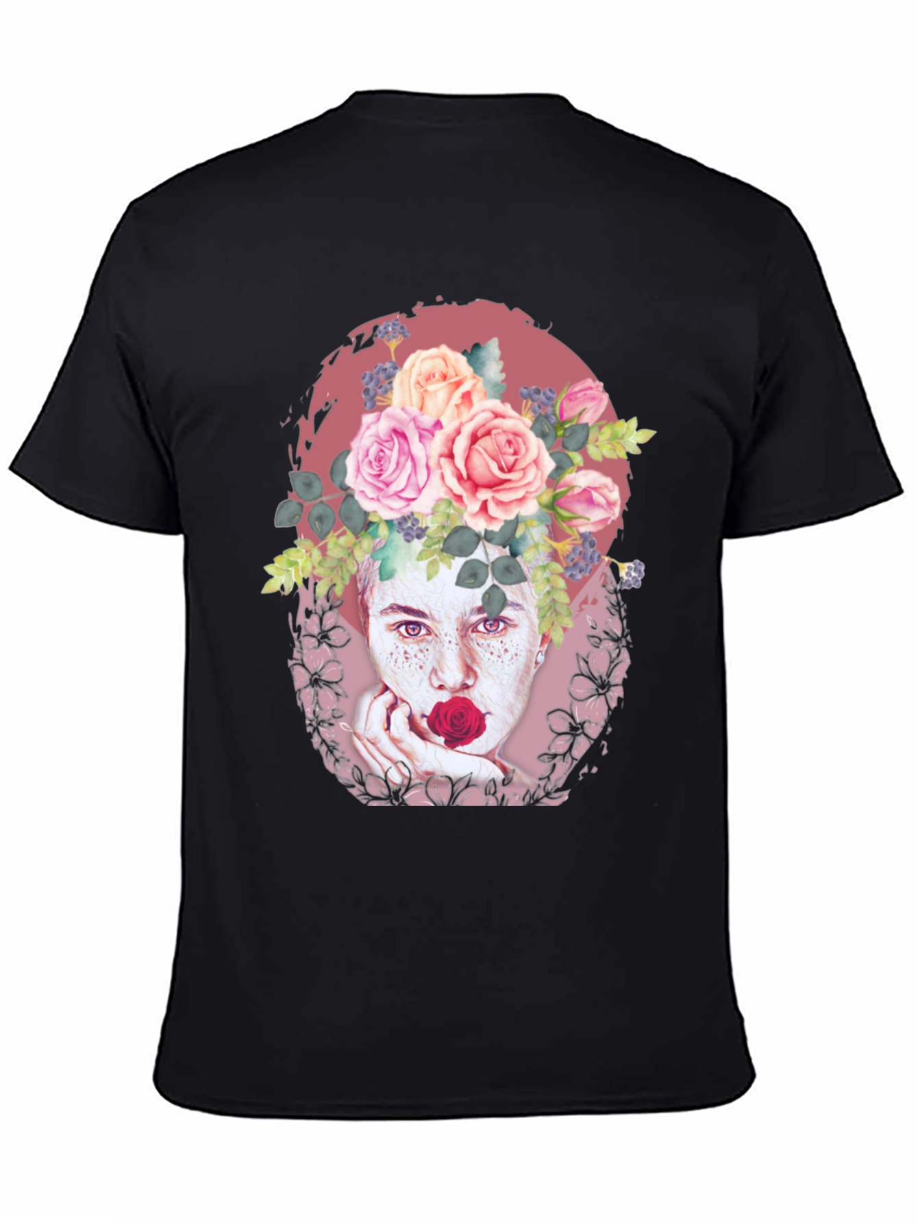 Floral Portrait T-Shirt: Unique Artistic Design