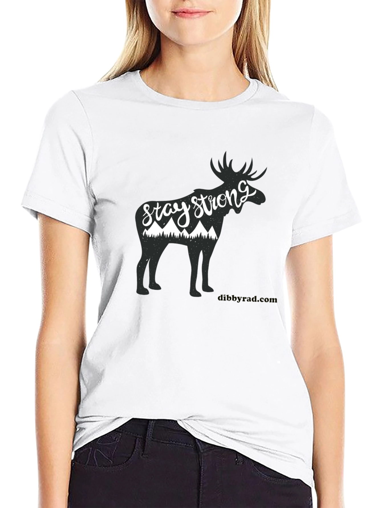 Stay Strong Moose Graphic Tee - Black