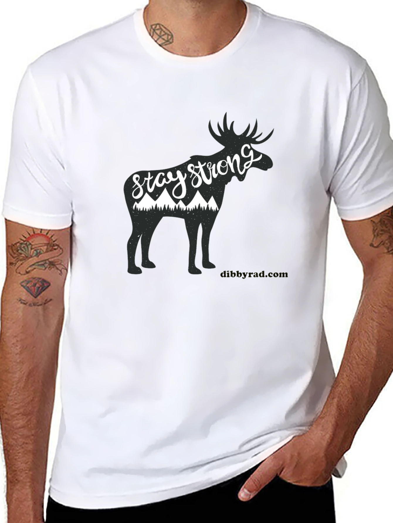 Stay Strong Moose Graphic Tee - Black