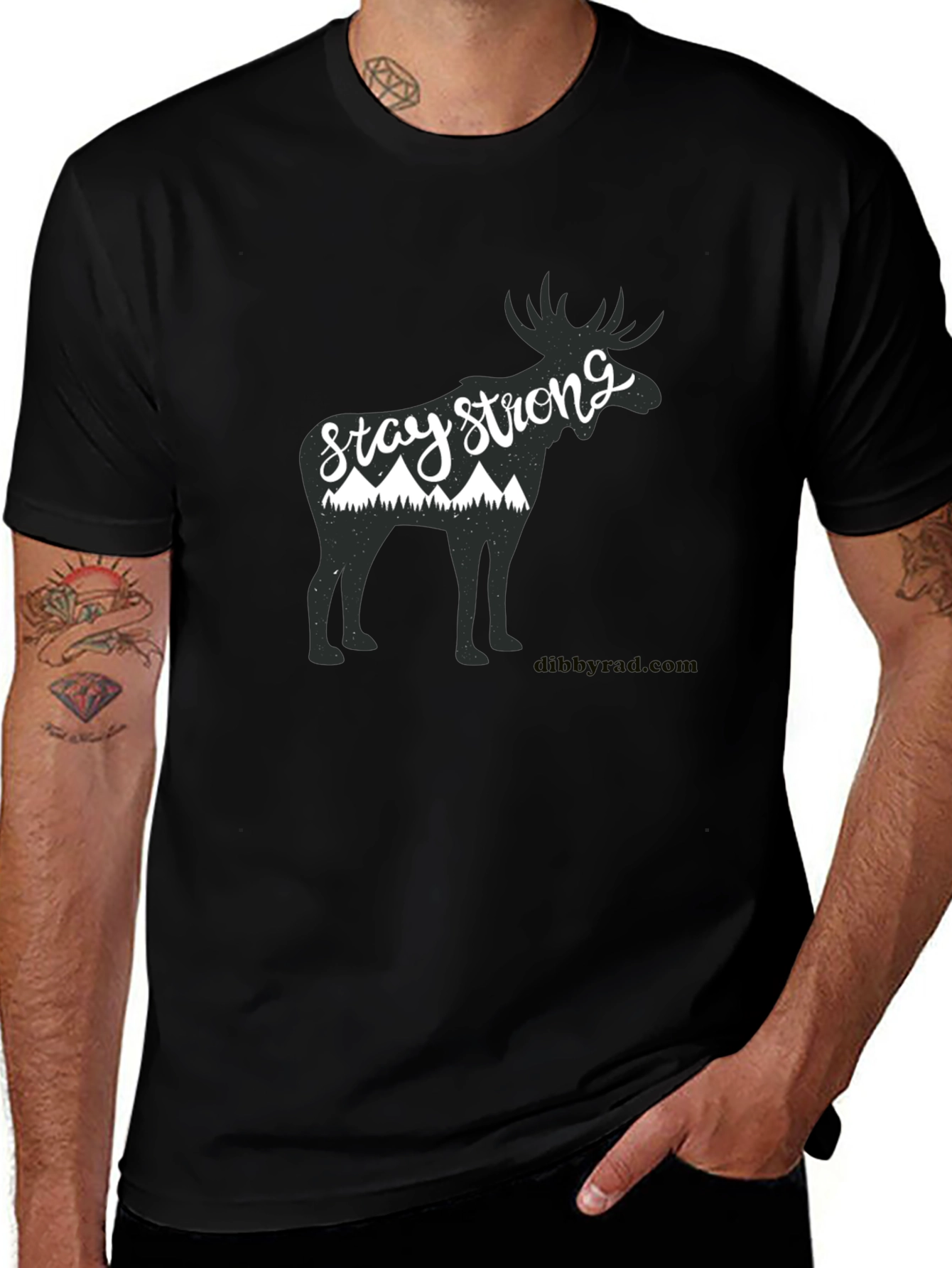 Stay Strong Moose Graphic Tee - Black