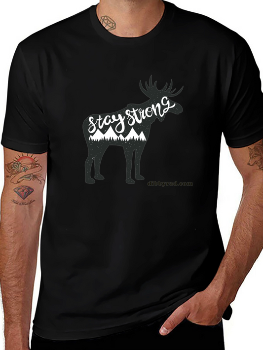 Stay Strong Moose Graphic Tee - Black