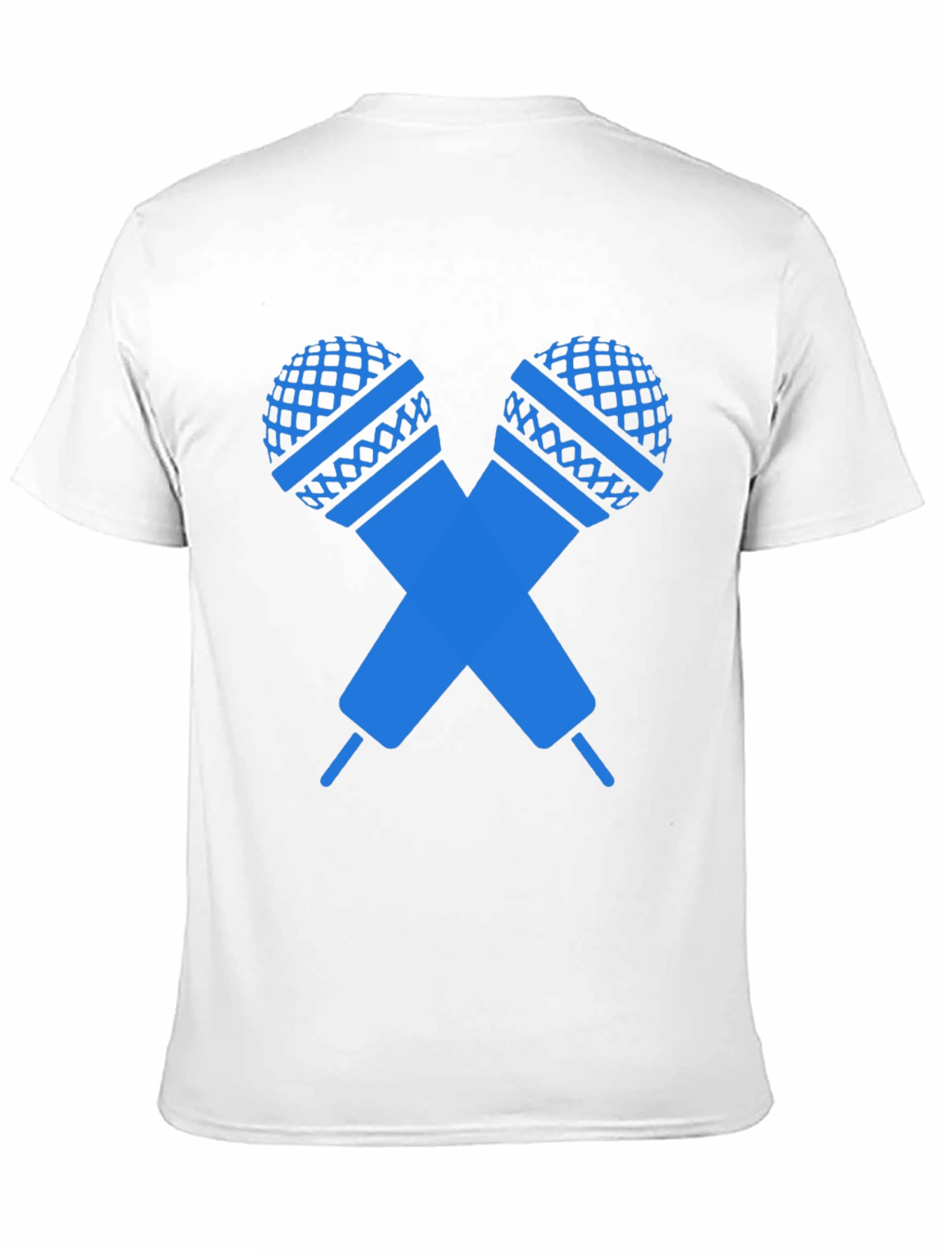 Black T-Shirt with Crossed Microphones Graphic