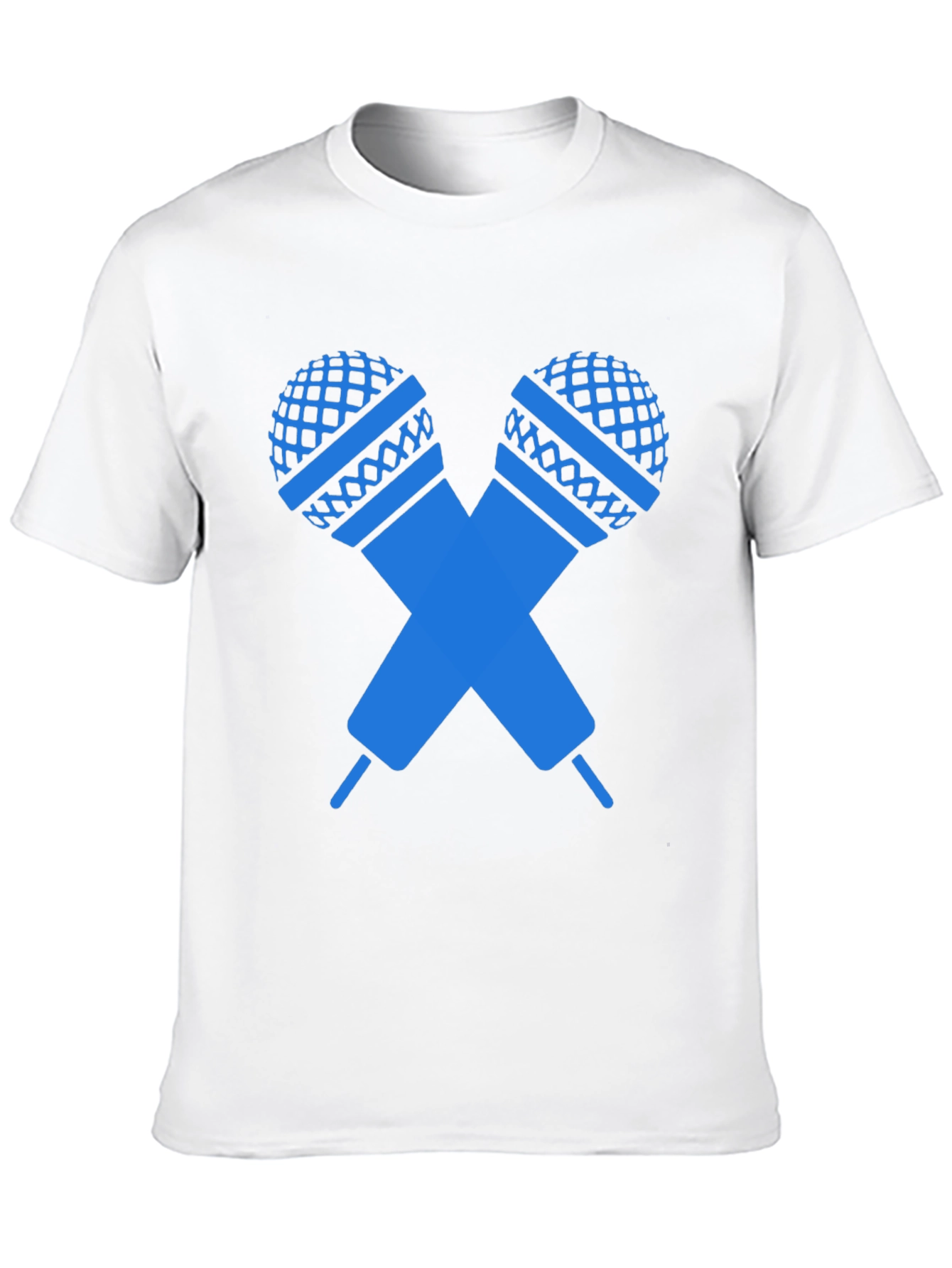 Black T-Shirt with Crossed Microphones Graphic