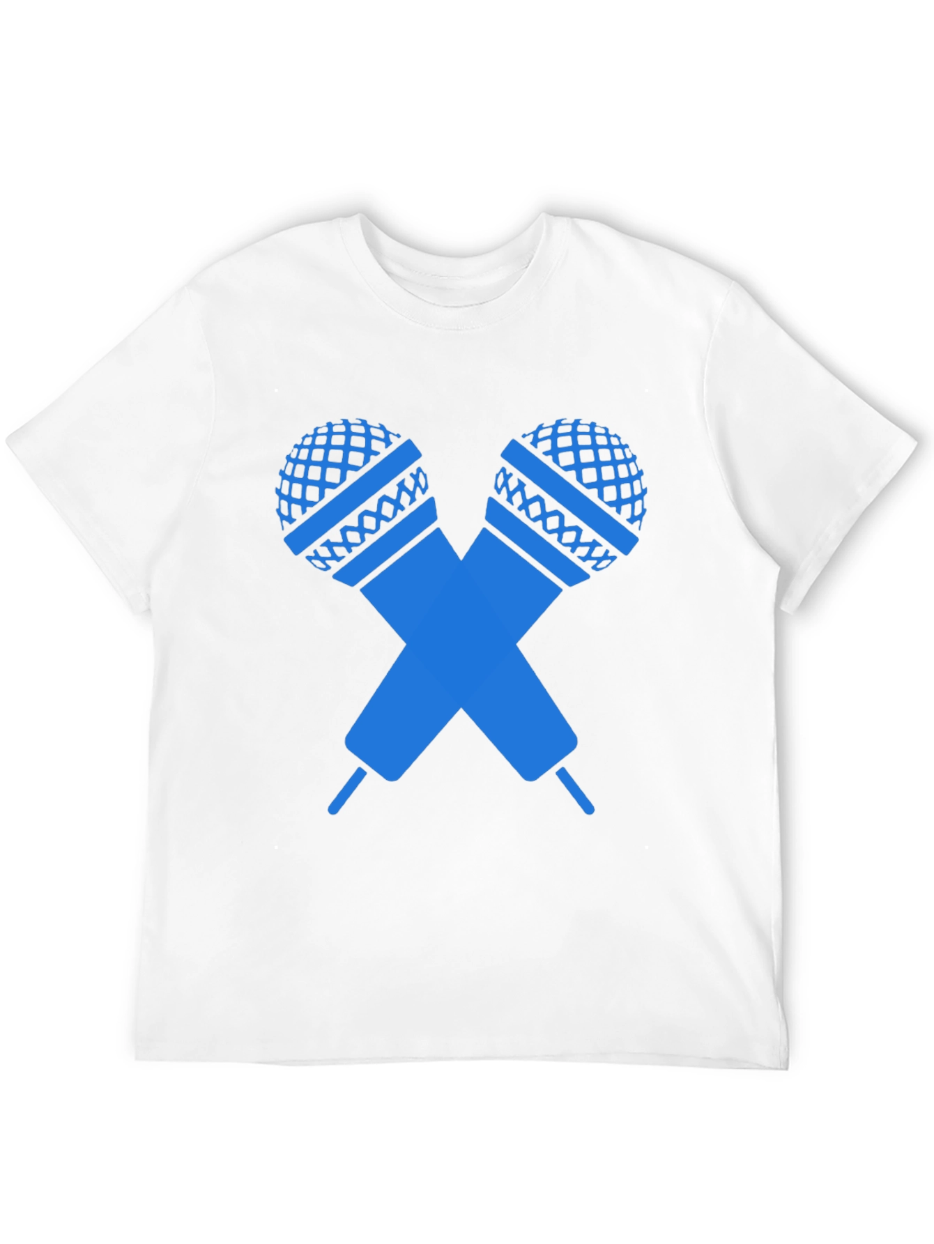 Black T-Shirt with Crossed Microphones Graphic
