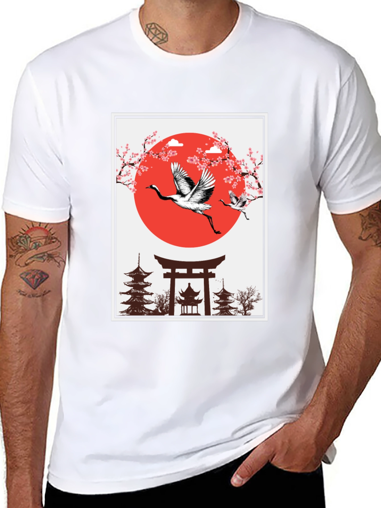 Crane Japanese Art T-Shirt