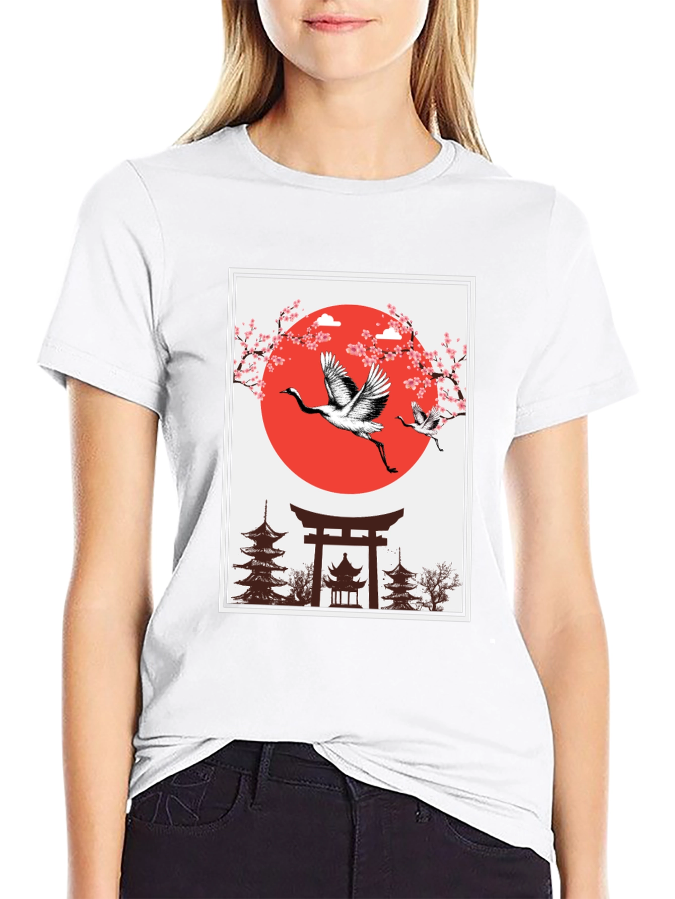 Crane Japanese Art T-Shirt