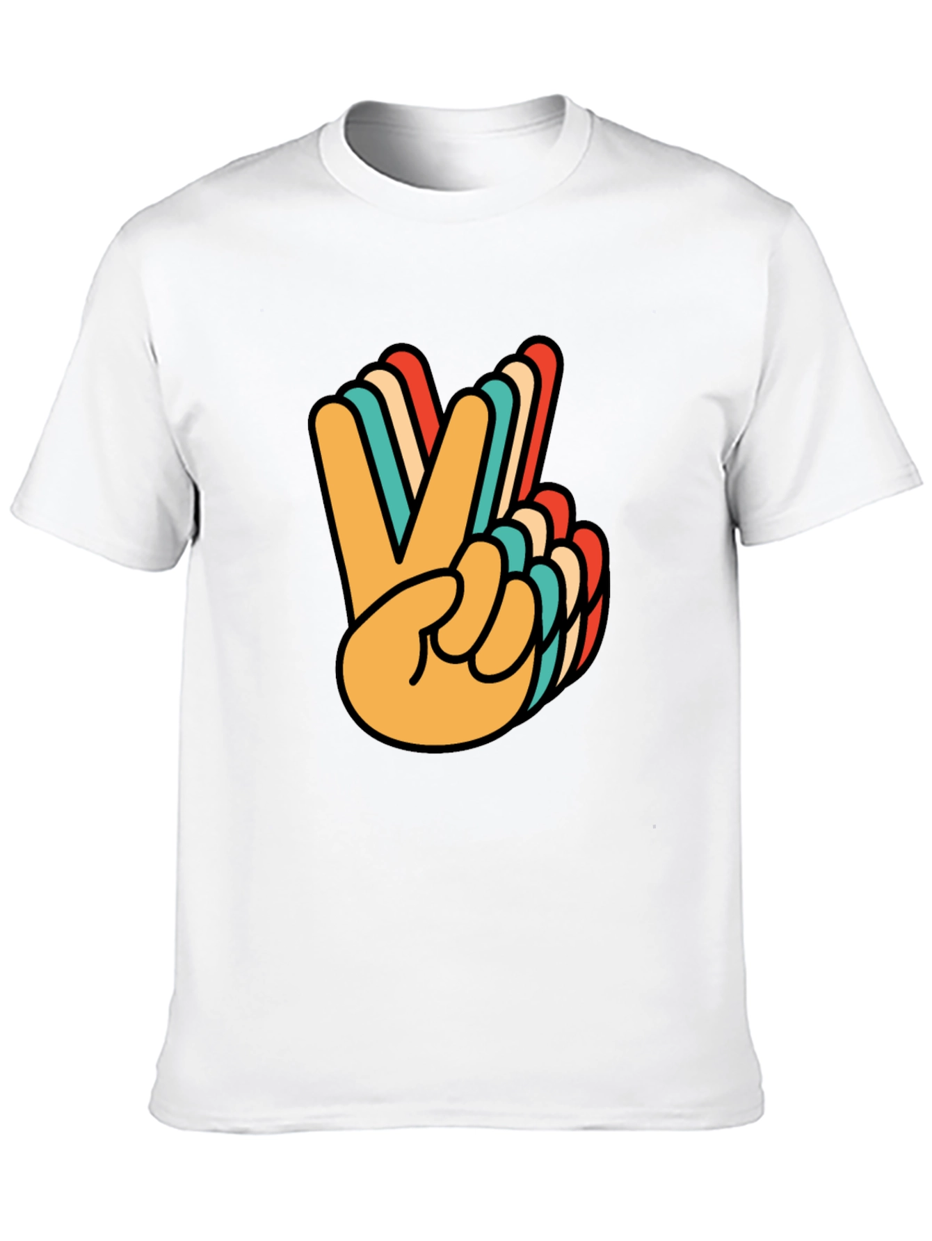 Retro Peace Sign Graphic Tee - Black Cotton T-Shirt