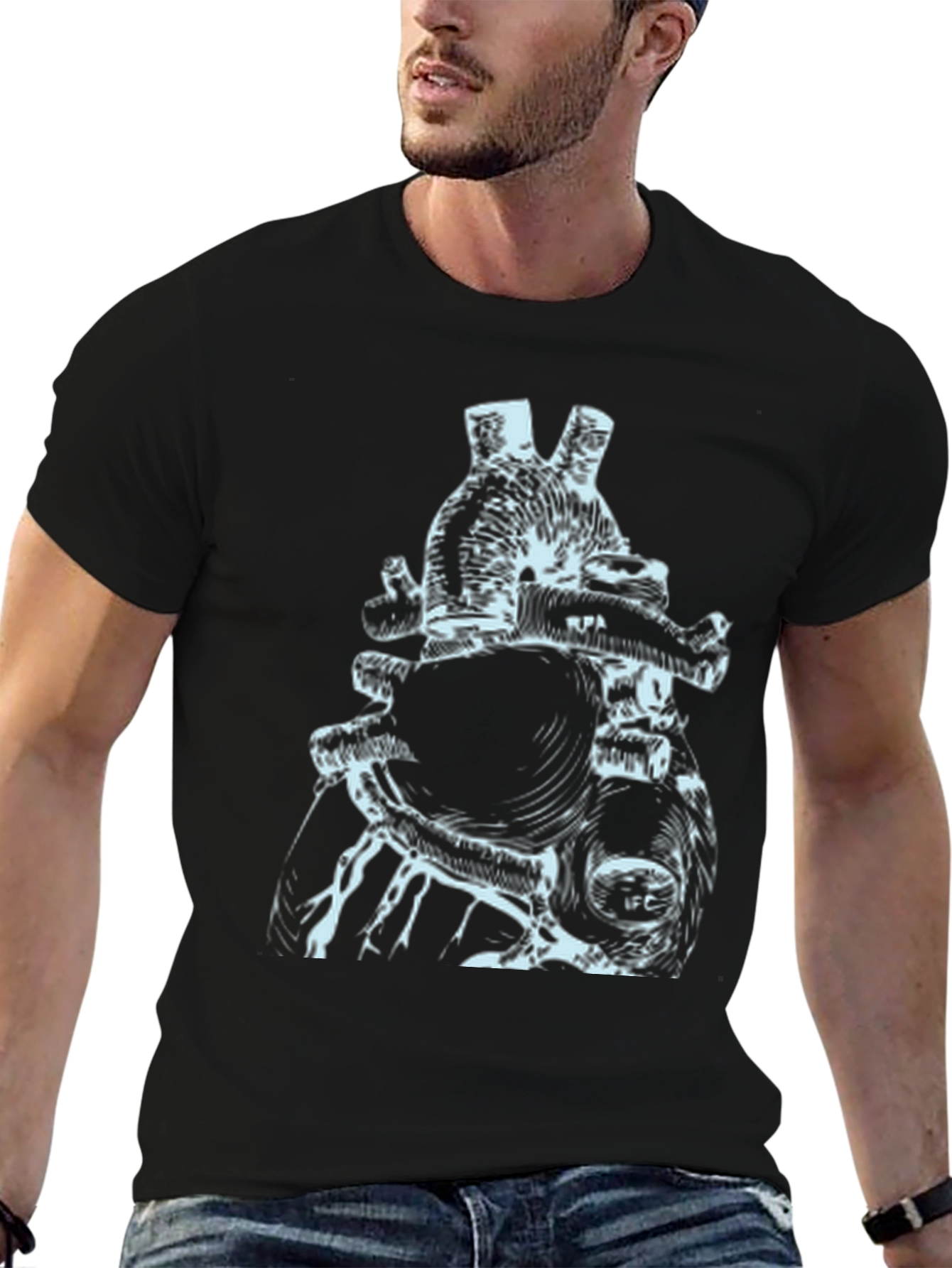 Anatomical Heart Print Black T-Shirt