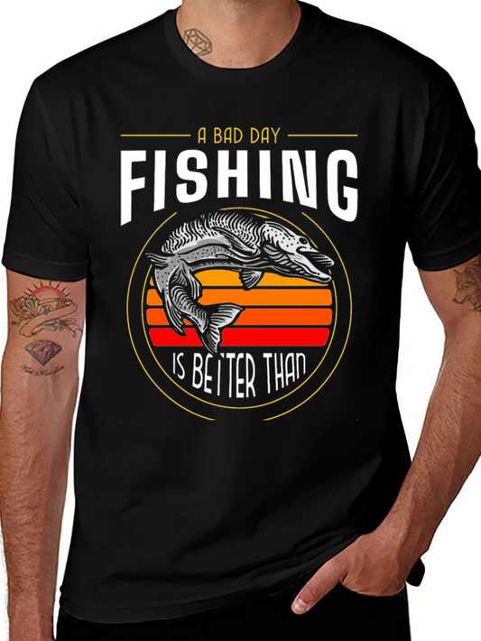Funny Fishing Graphic T-Shirt - A Bad Day Fishing