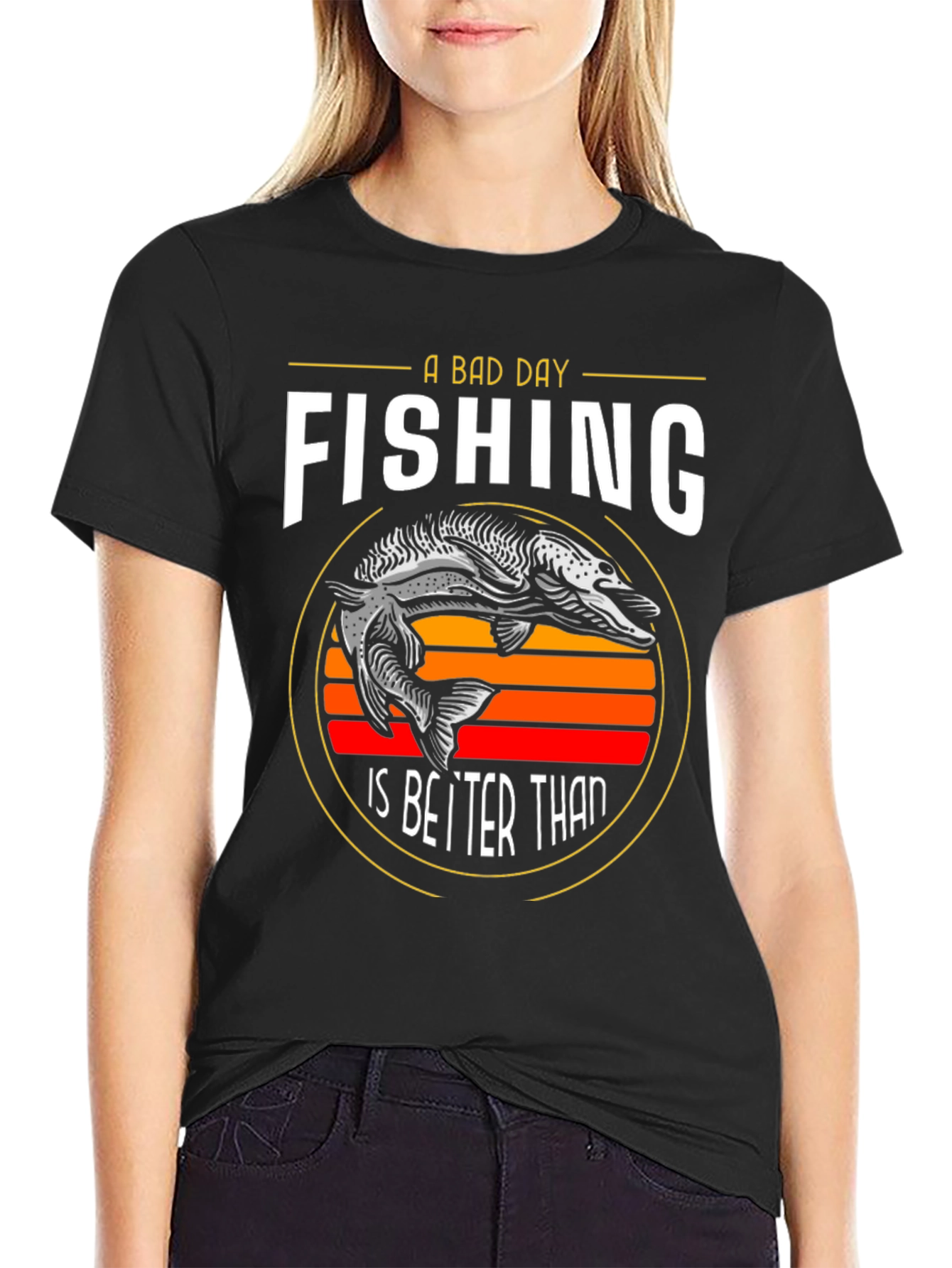 Funny Fishing Graphic T-Shirt - A Bad Day Fishing