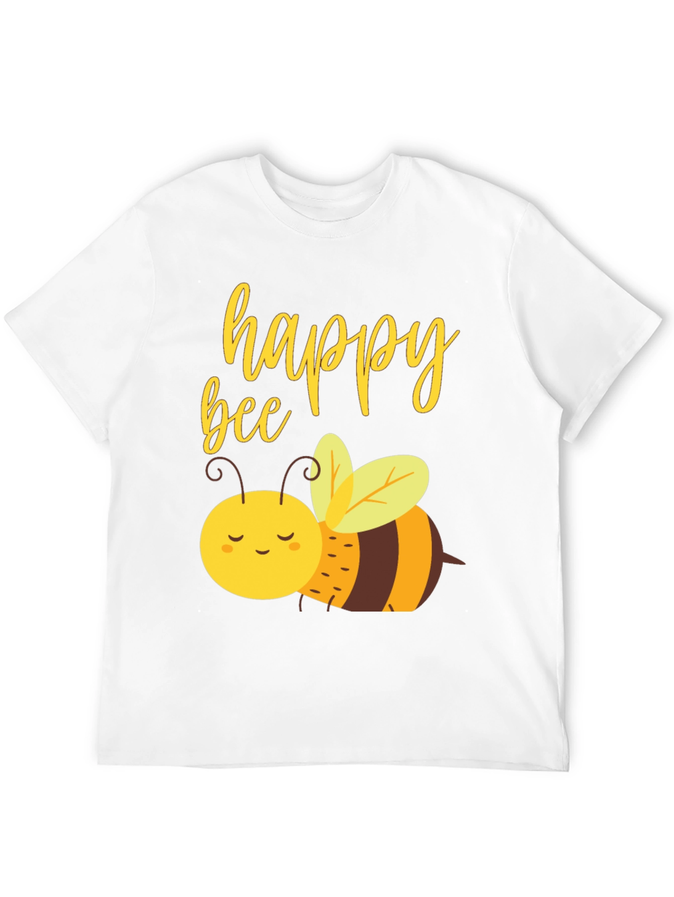 Happy Bee Graphic Tee - Black Cotton Comfort