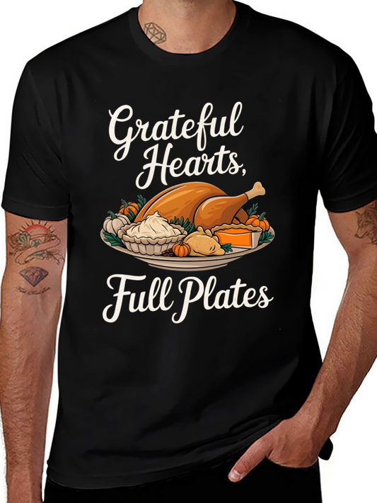 Grateful Hearts Full Plates Thanksgiving T-Shirt