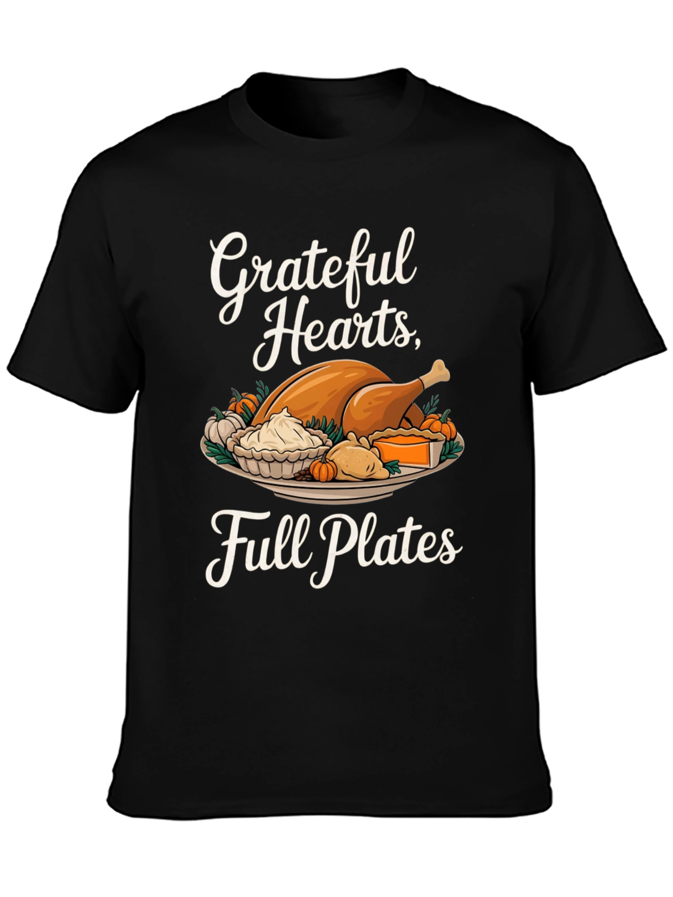 Grateful Hearts Full Plates Thanksgiving T-Shirt