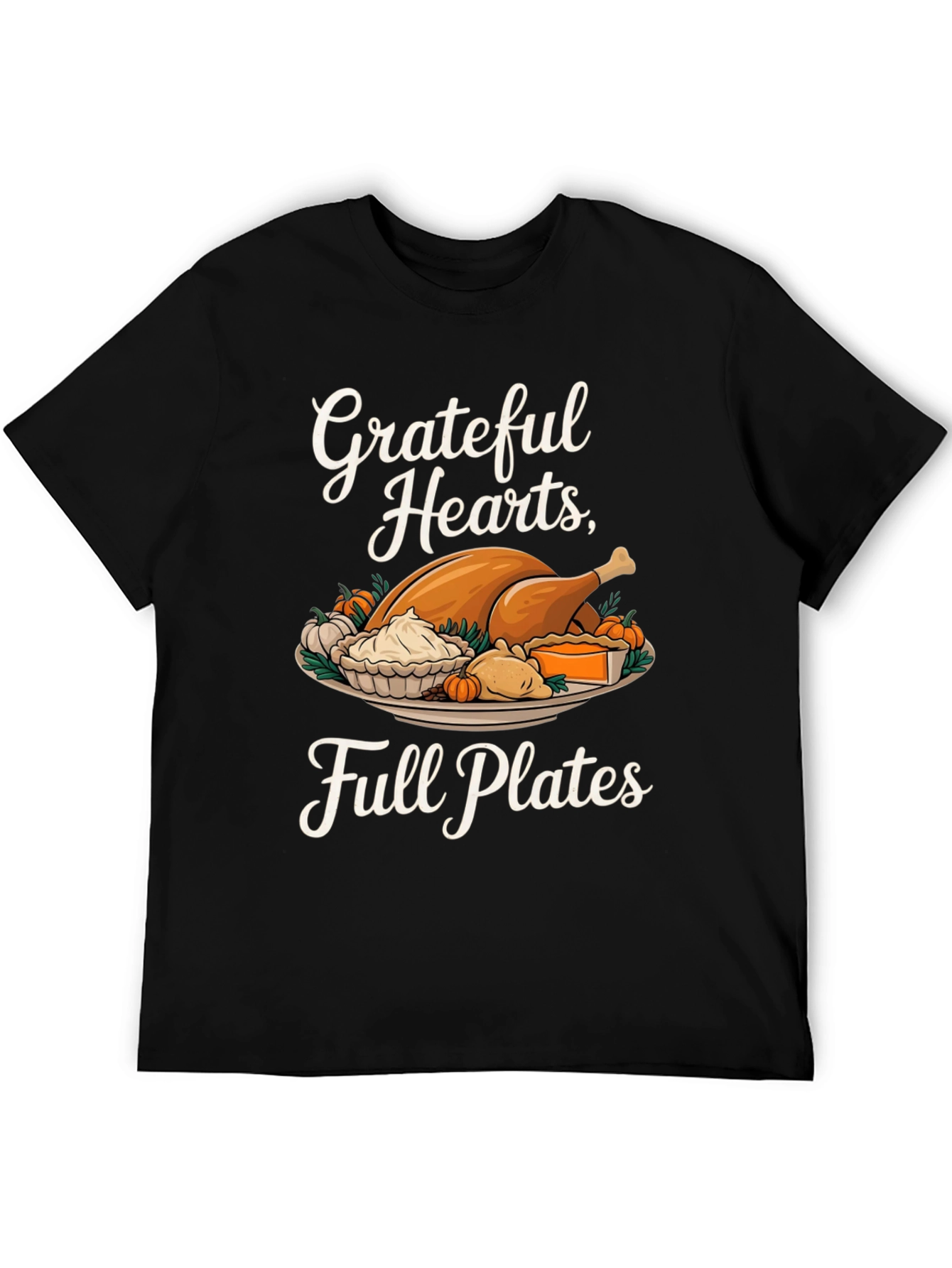 Grateful Hearts Full Plates Thanksgiving T-Shirt