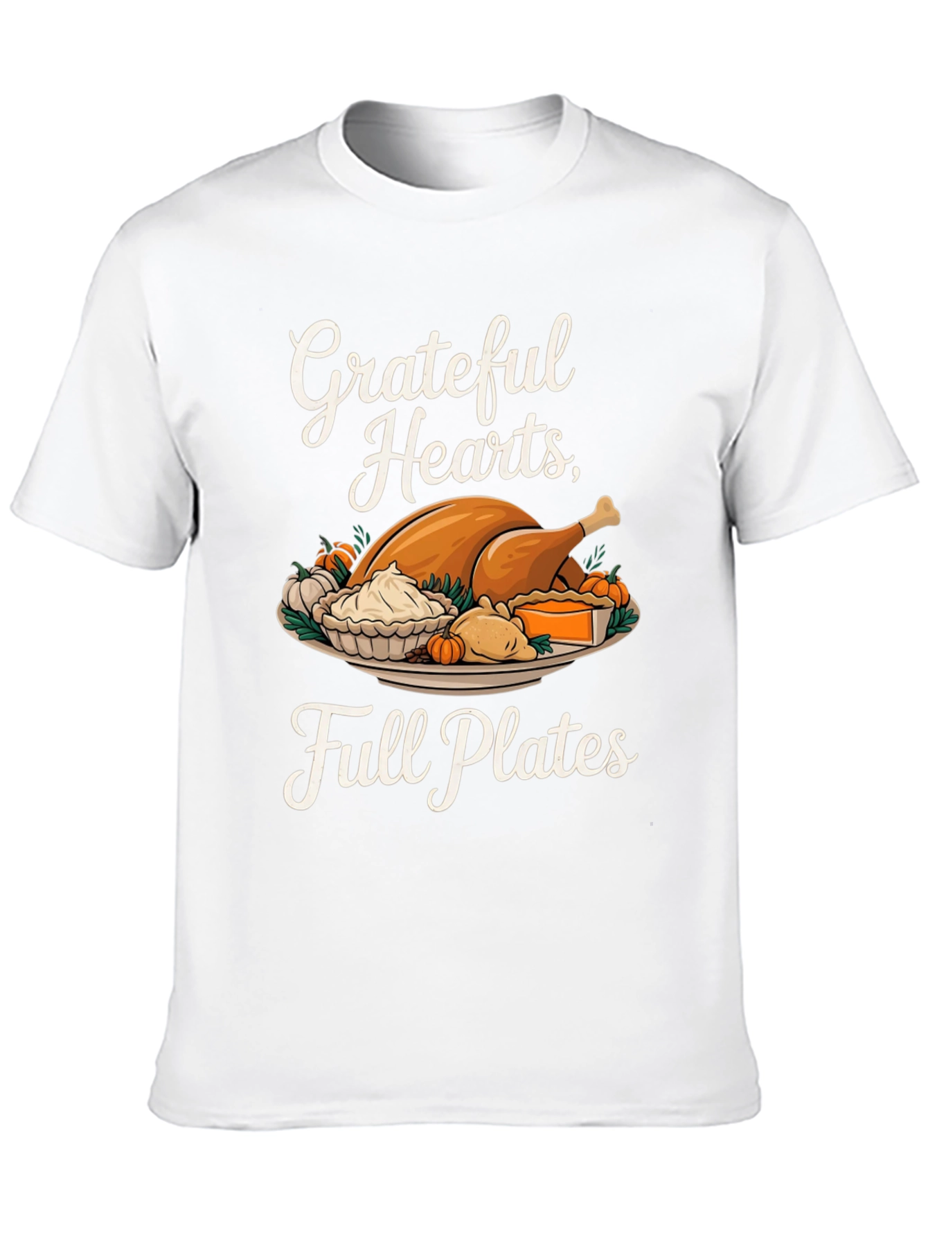 Grateful Hearts Full Plates Thanksgiving T-Shirt