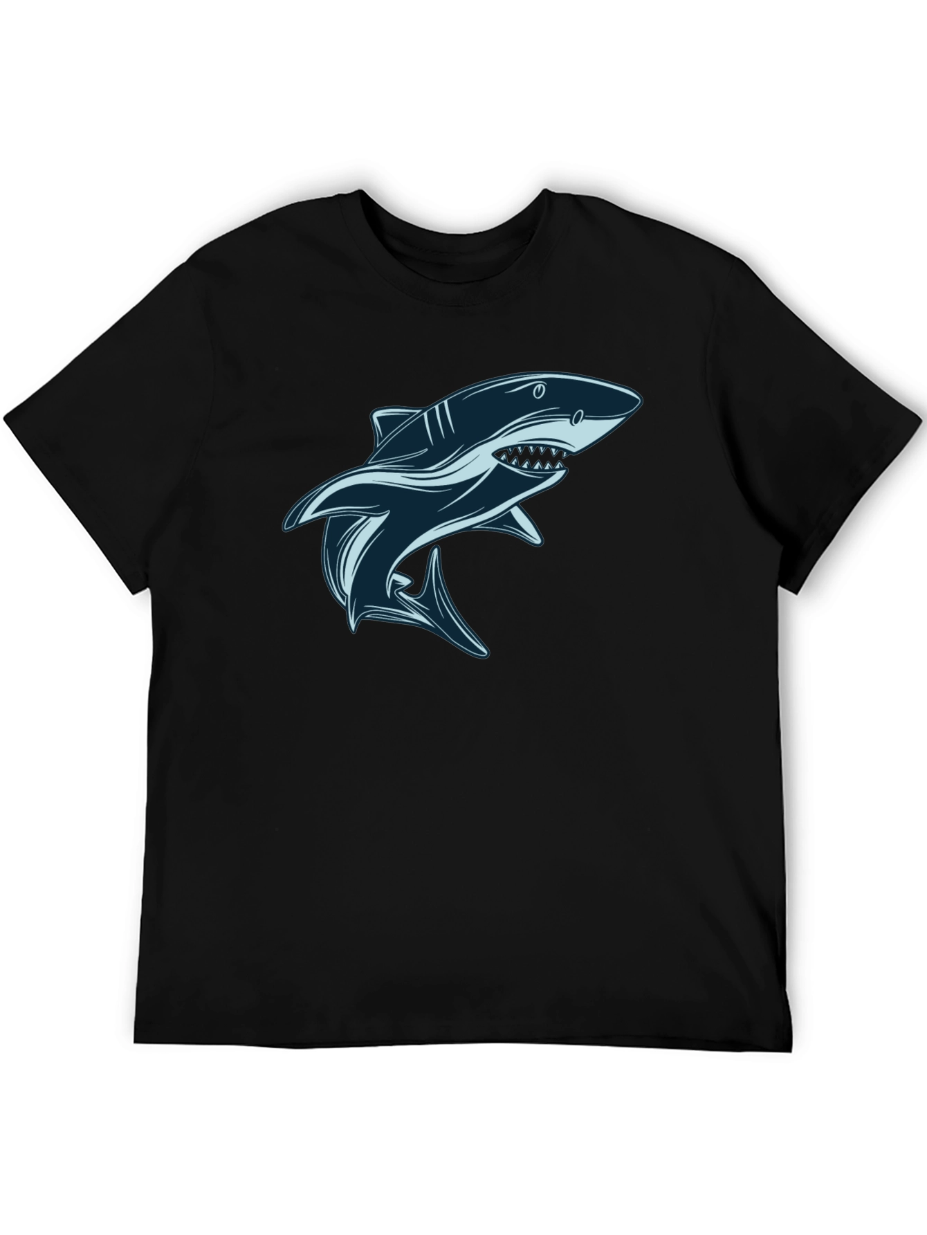 Shark Graphic Tee - Black Cotton T-Shirt