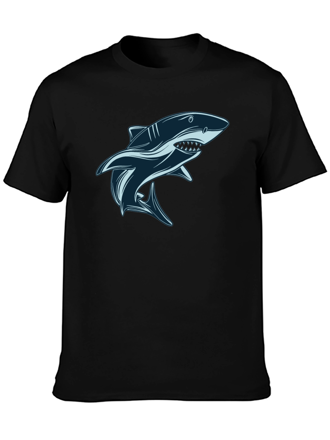 Shark Graphic Tee - Black Cotton T-Shirt