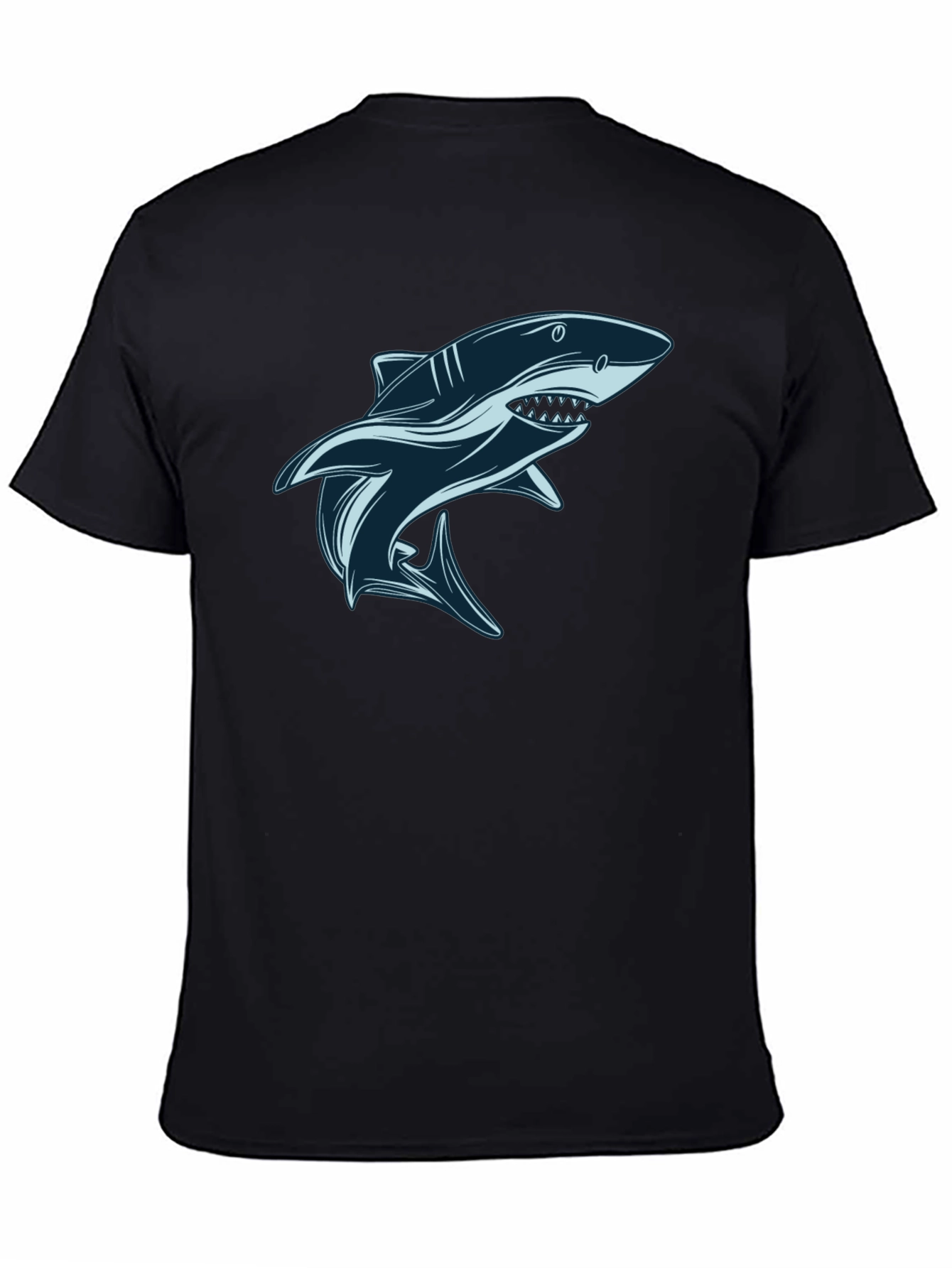 Shark Graphic Tee - Black Cotton T-Shirt