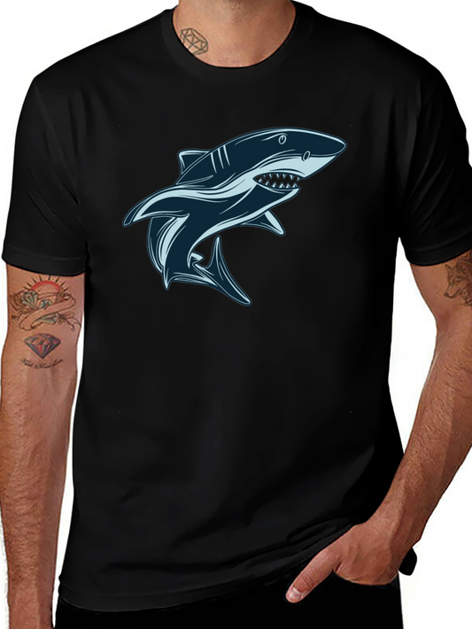 Shark Graphic Tee - Black Cotton T-Shirt
