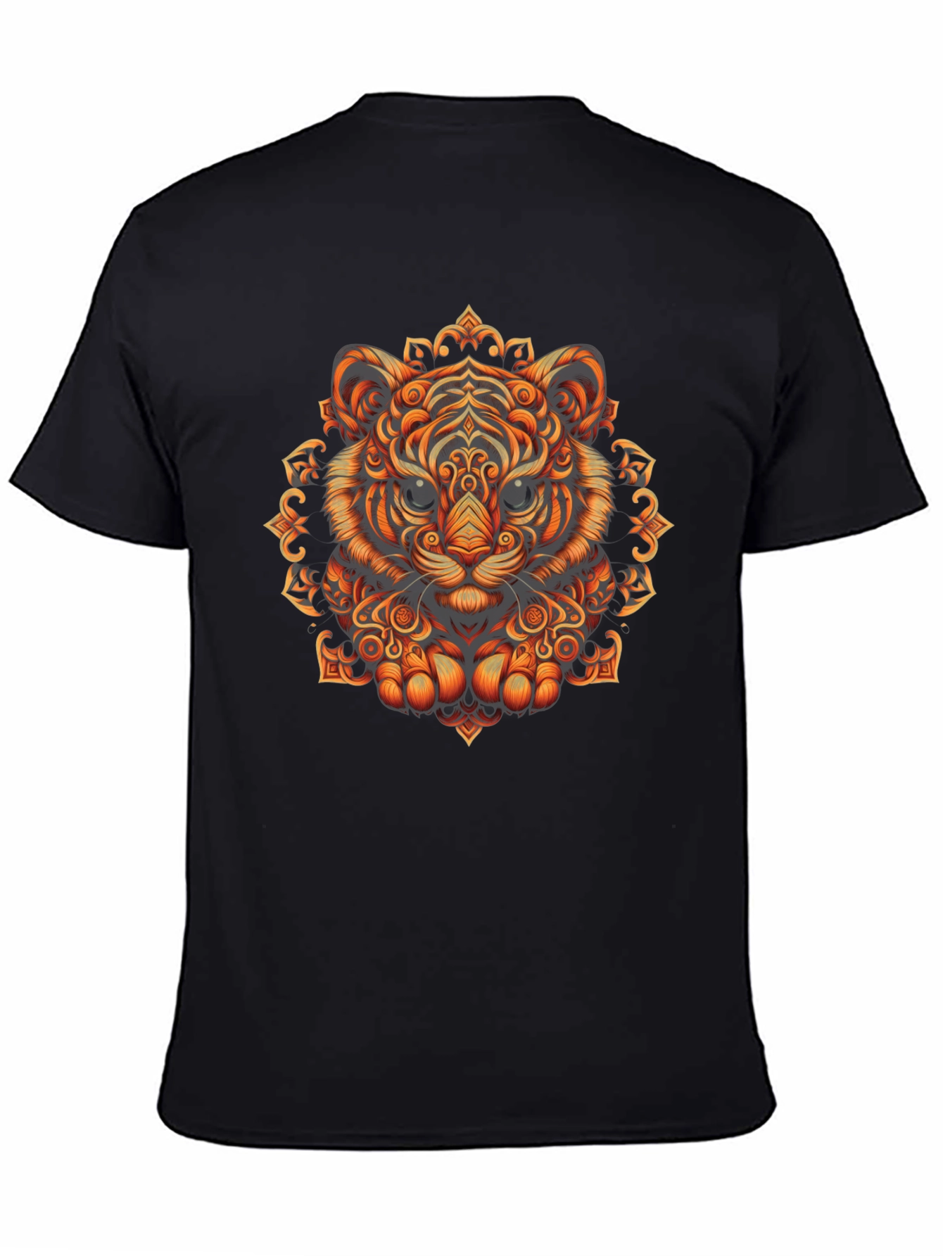 Tiger Mandala Graphic Tee - Stylish Mens Black T-Shirt