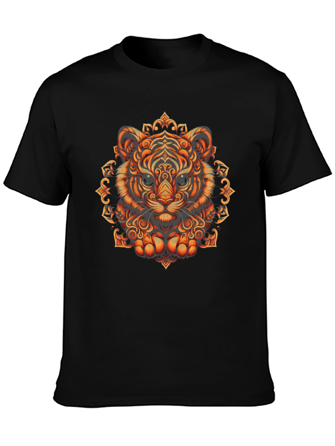Tiger Mandala Graphic Tee - Stylish Mens Black T-Shirt
