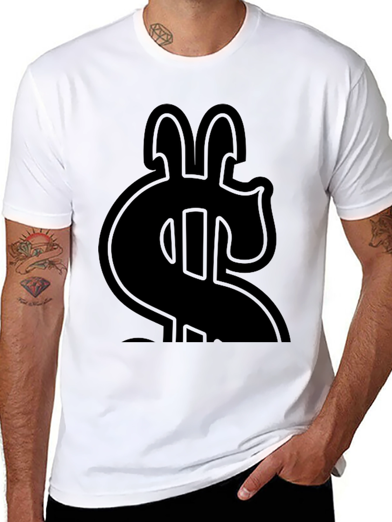 Bold Dollar Sign Graphic Tee - Black