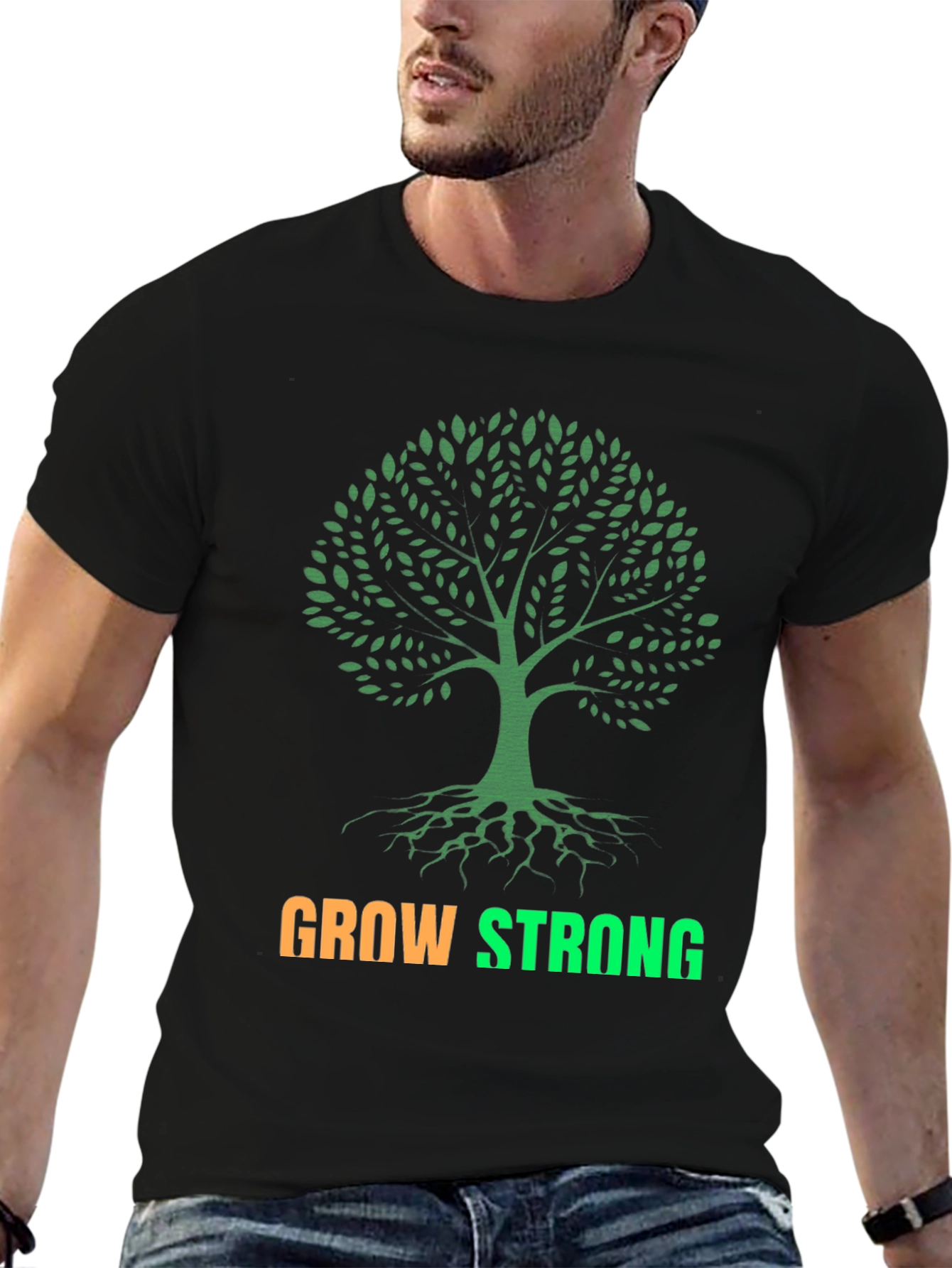 Grow Strong Tree Graphic T-Shirt