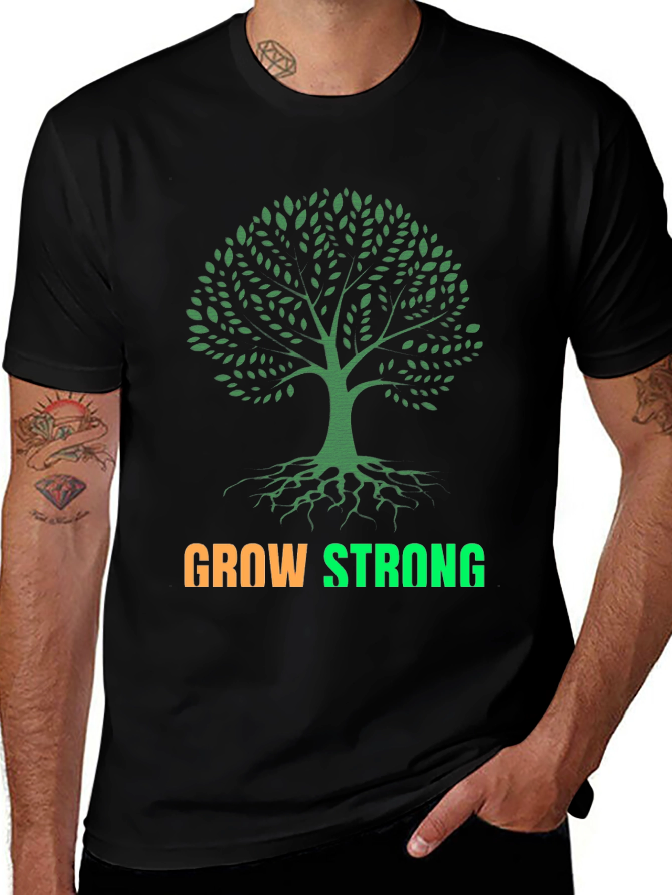 Grow Strong Tree Graphic T-Shirt