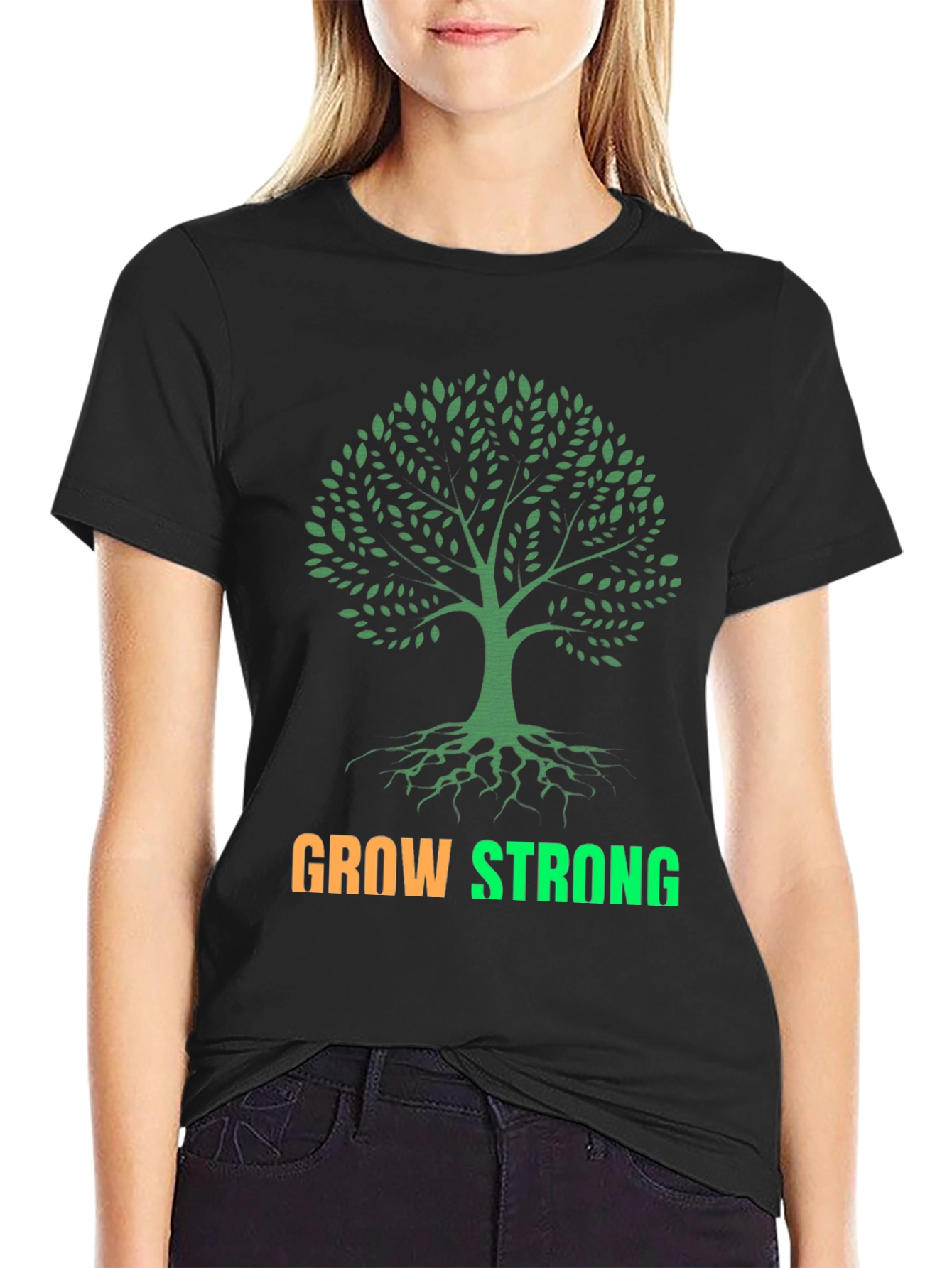 Grow Strong Tree Graphic T-Shirt