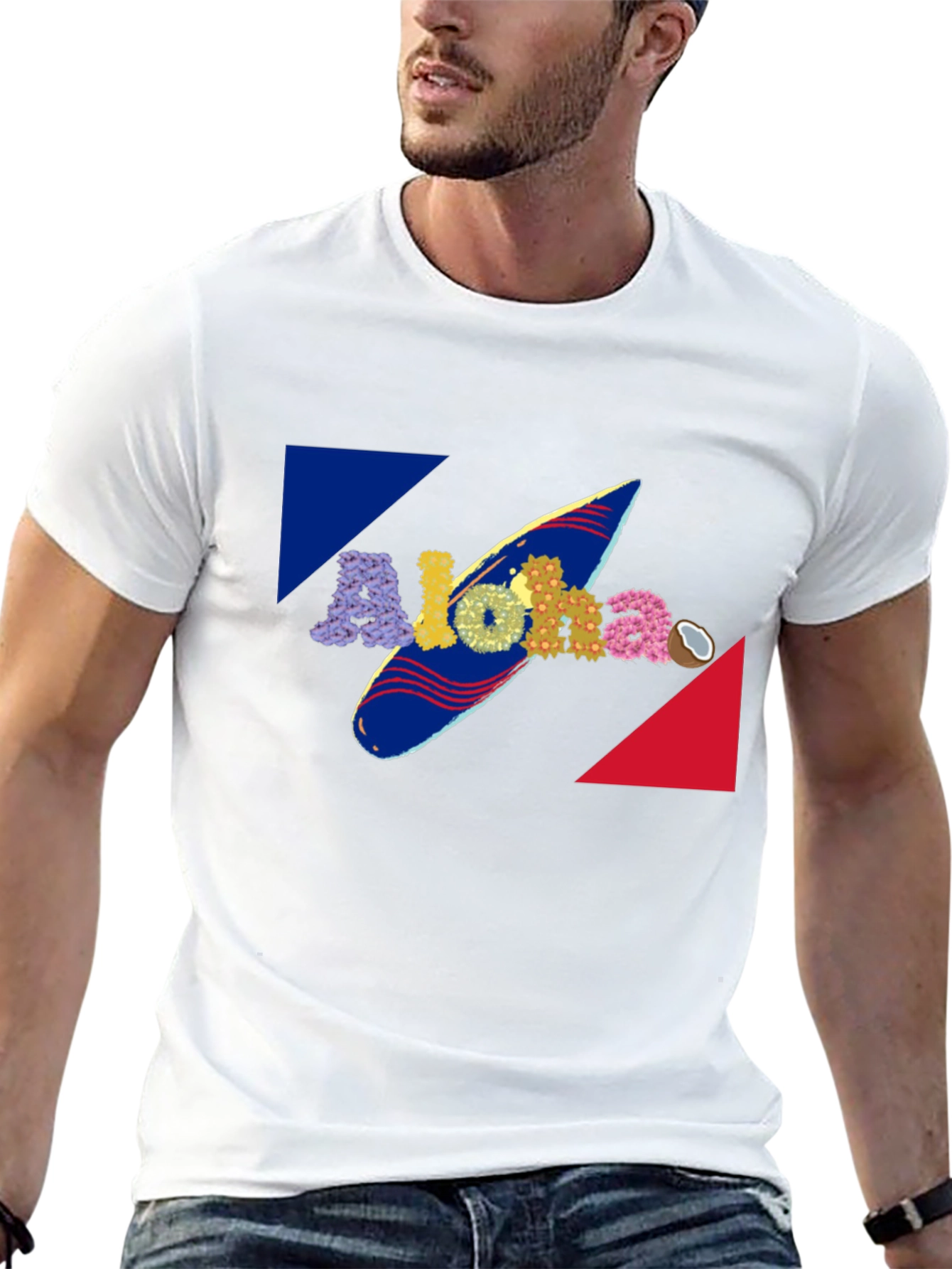 Aloha Surfboard Graphic Tee - Tropical Summer Vibes