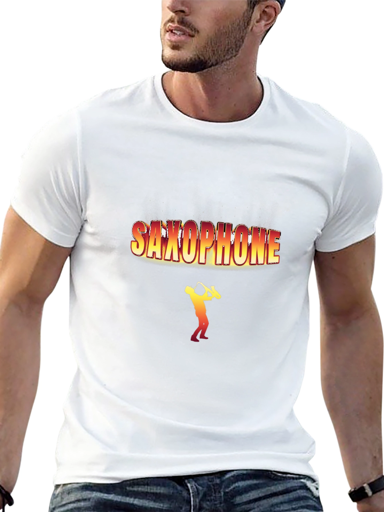 Saxophone Player Graphic T-Shirt - Black
