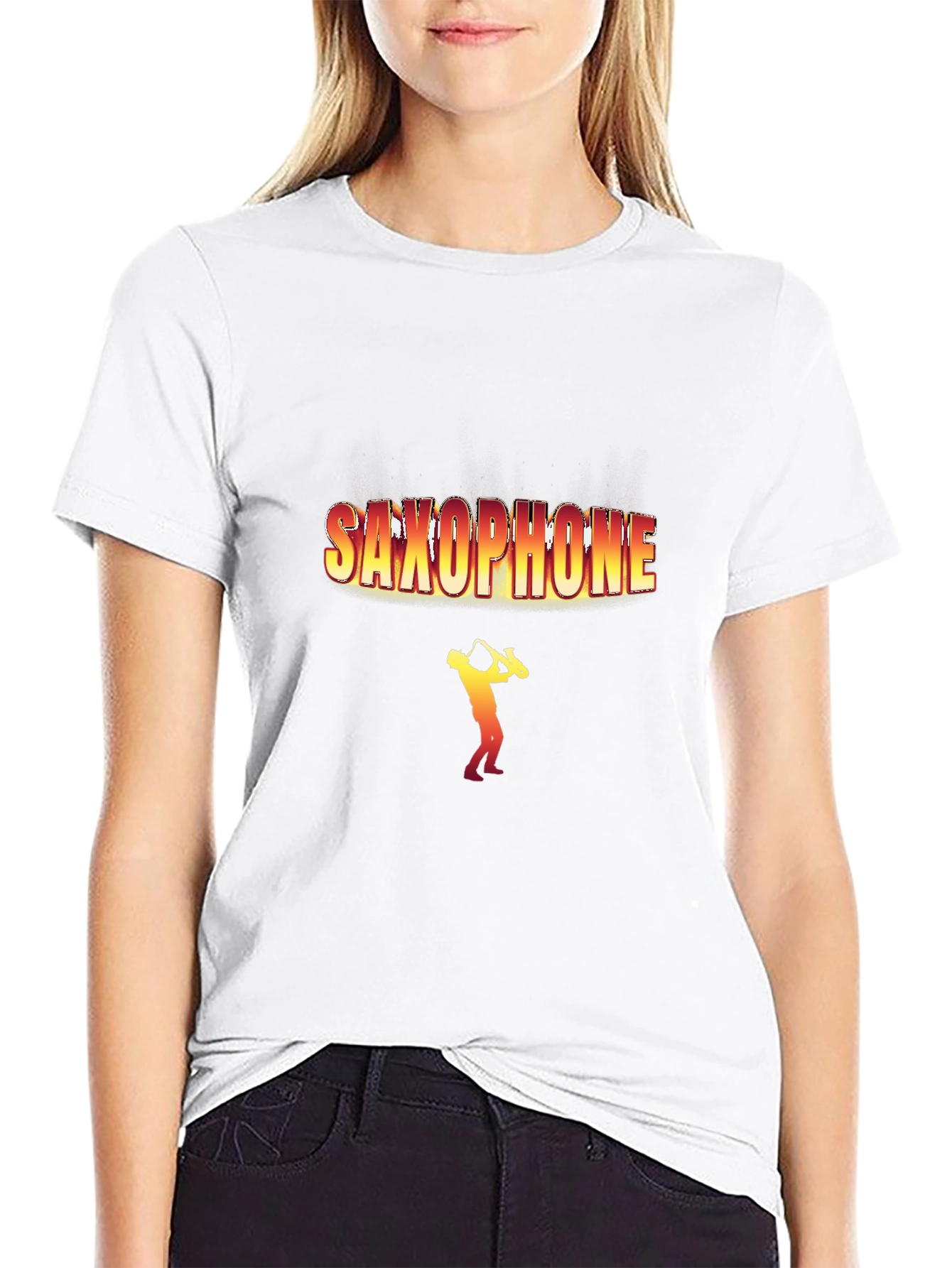 Saxophone Player Graphic T-Shirt - Black