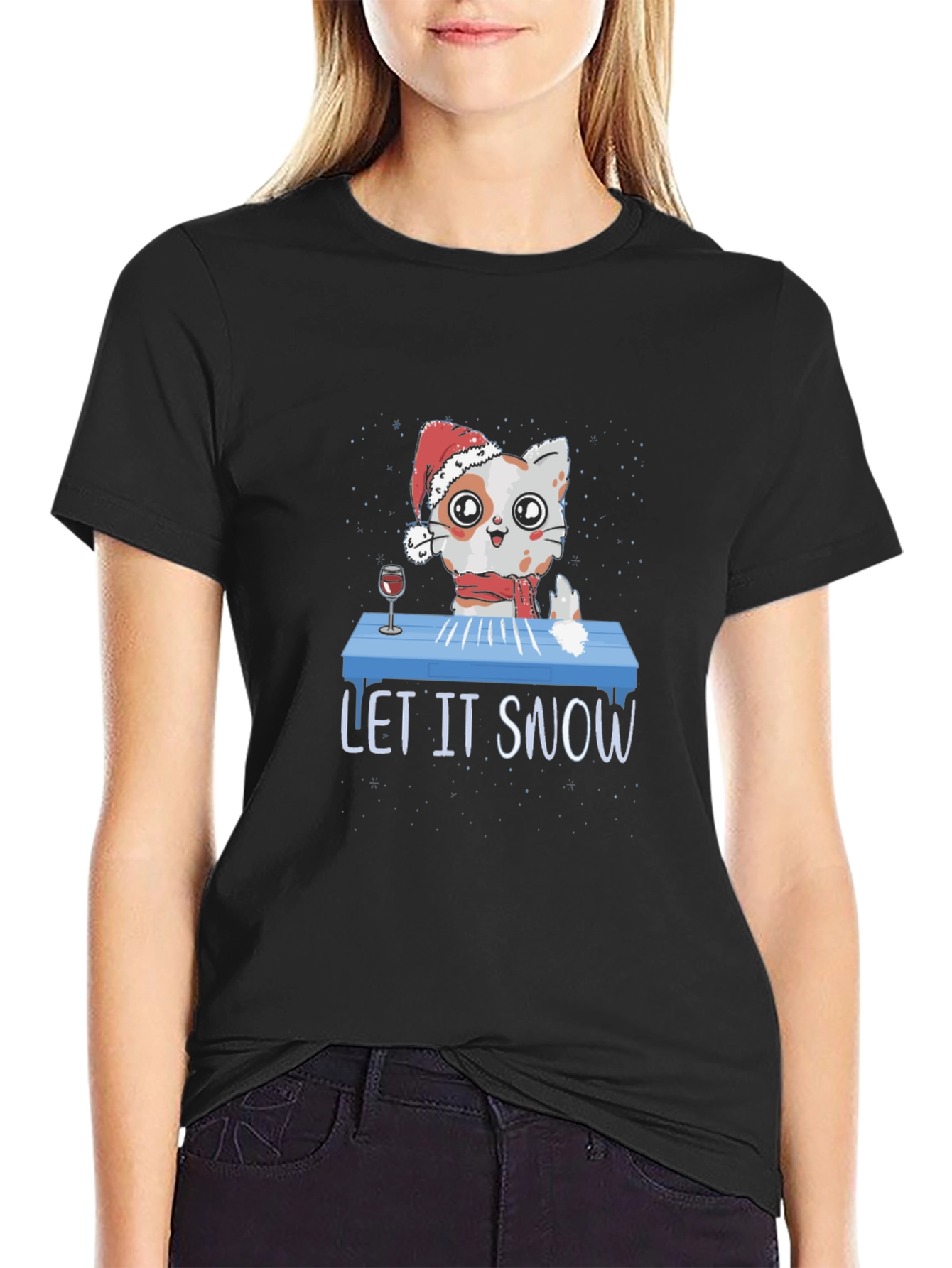 Let It Snow Funny Christmas Cat T-Shirt