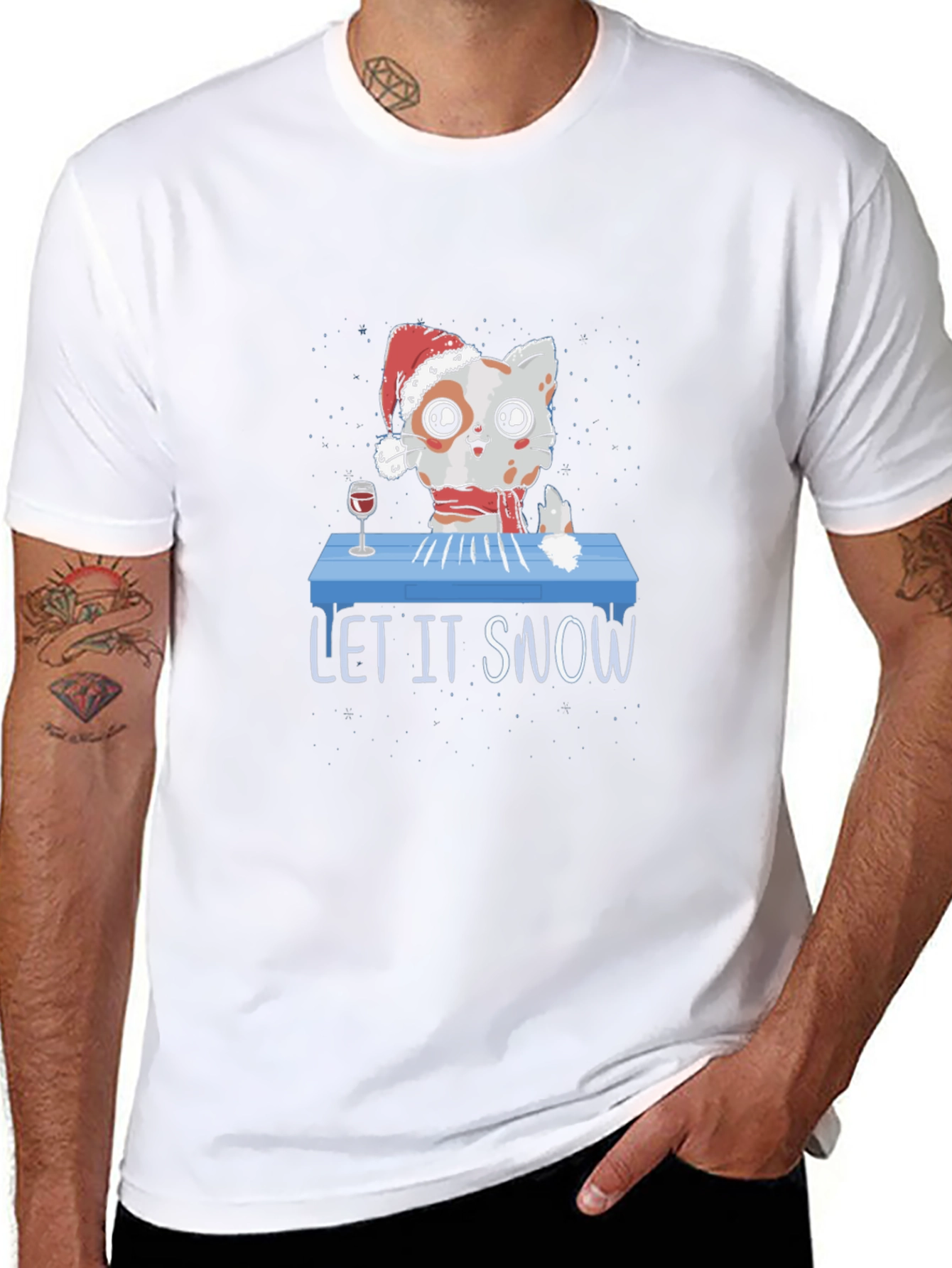 Let It Snow Funny Christmas Cat T-Shirt