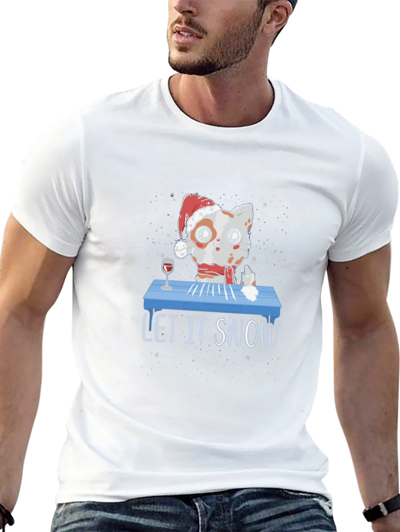 Let It Snow Funny Christmas Cat T-Shirt