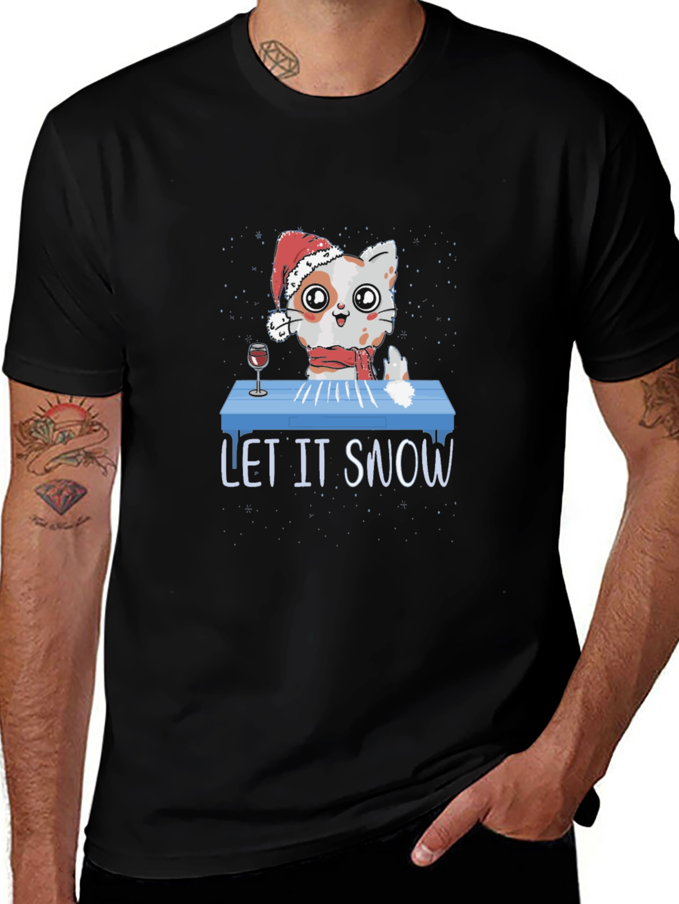 Let It Snow Funny Christmas Cat T-Shirt