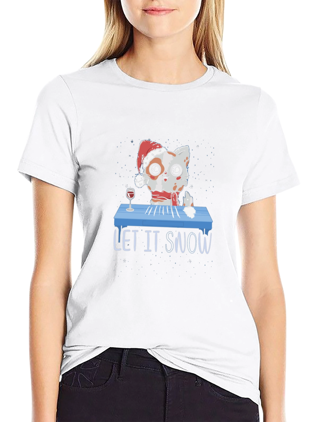 Let It Snow Funny Christmas Cat T-Shirt