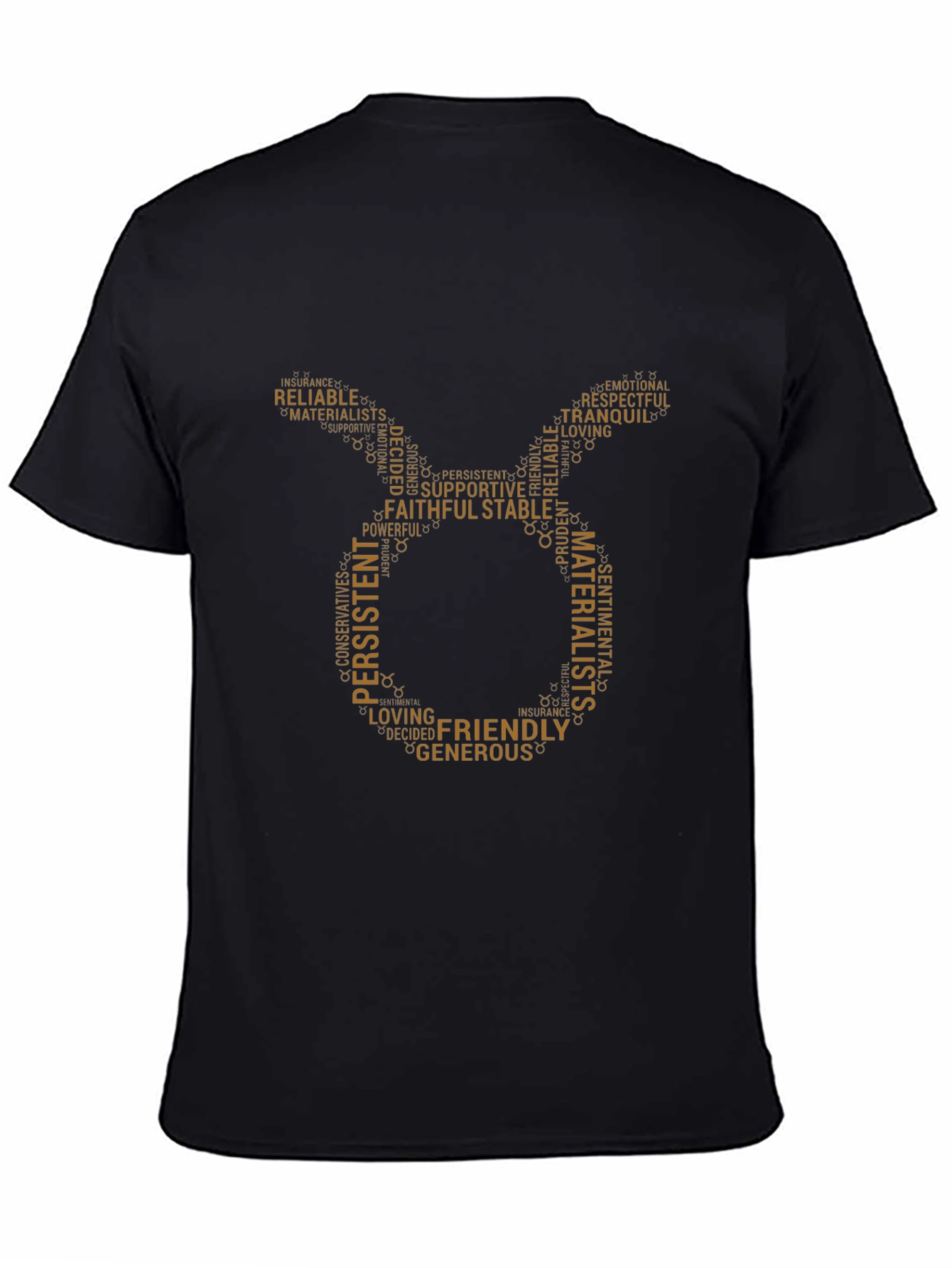 Taurus Zodiac Word Art Black T-Shirt