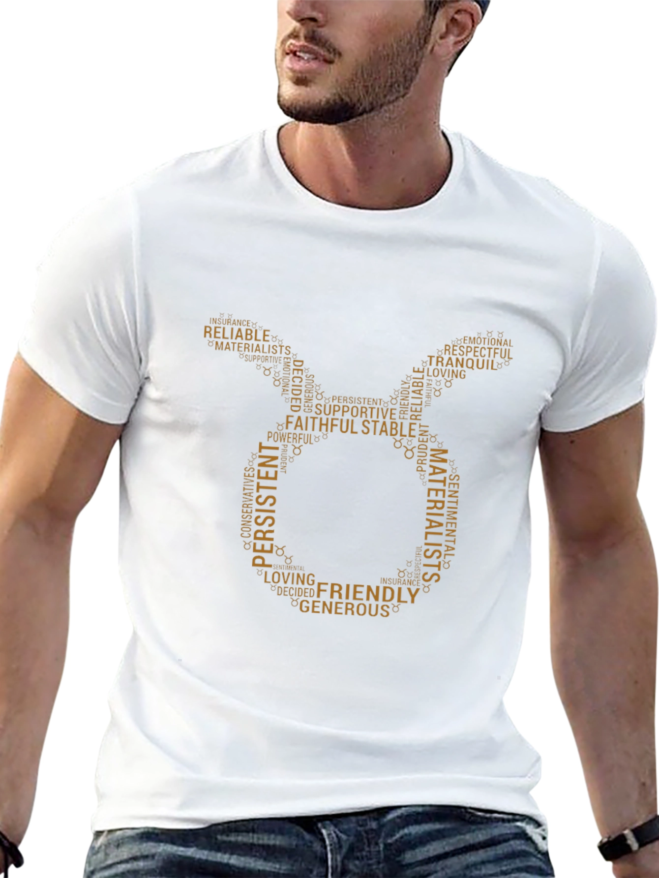 Taurus Zodiac Word Art Black T-Shirt