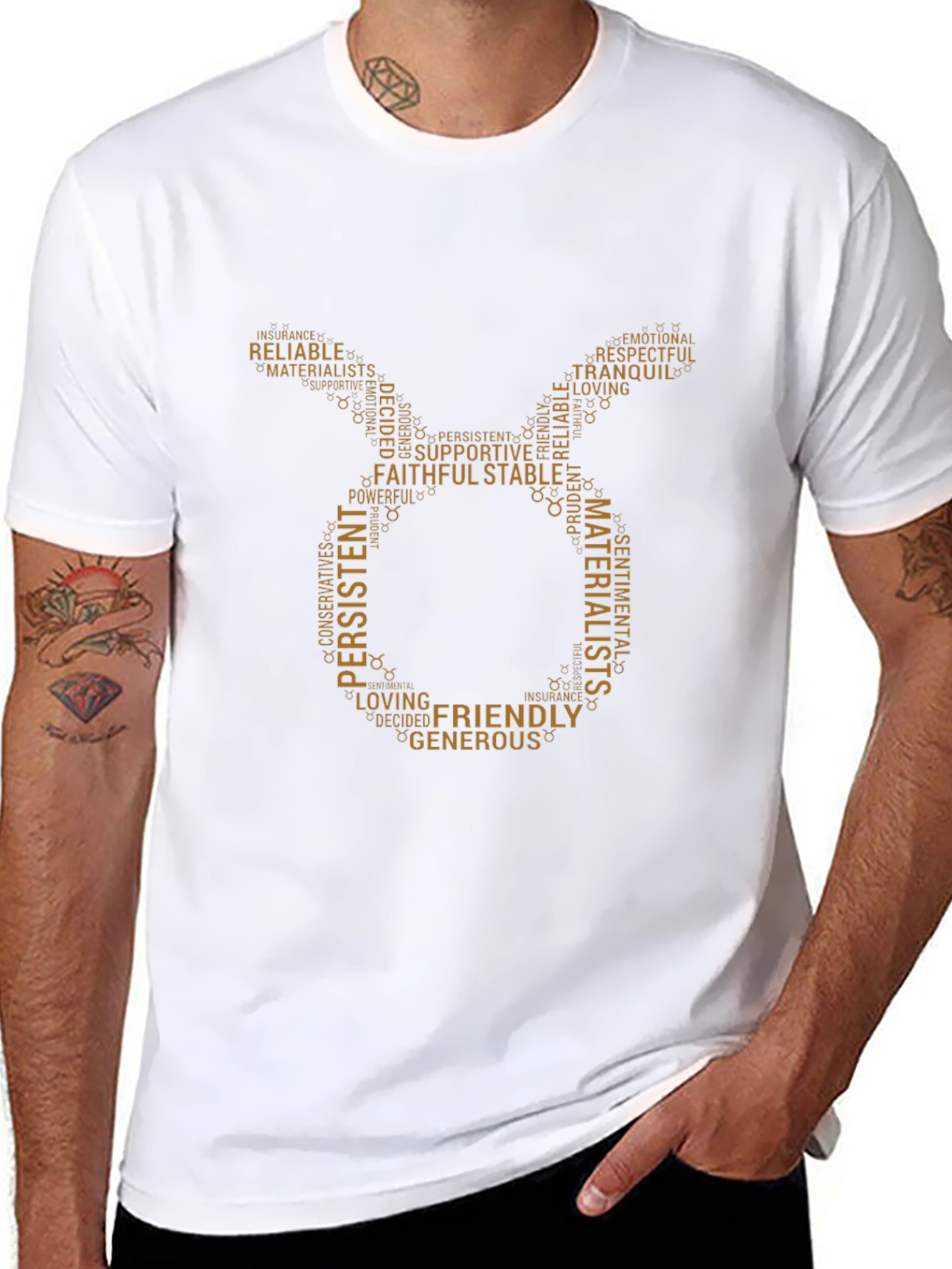 Taurus Zodiac Word Art Black T-Shirt