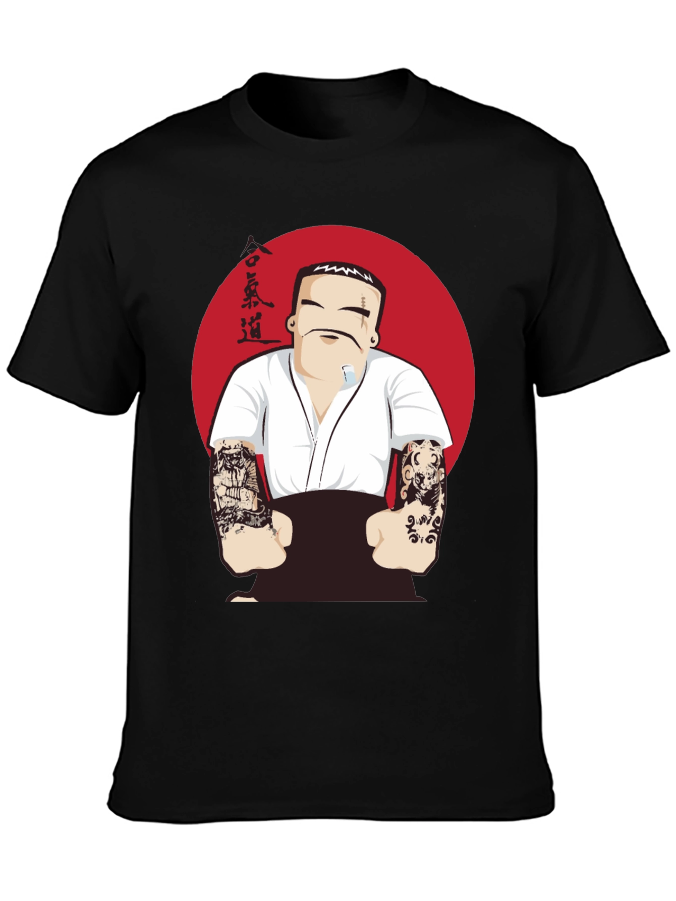 Aikido Tattooed Man Graphic Tee - Black