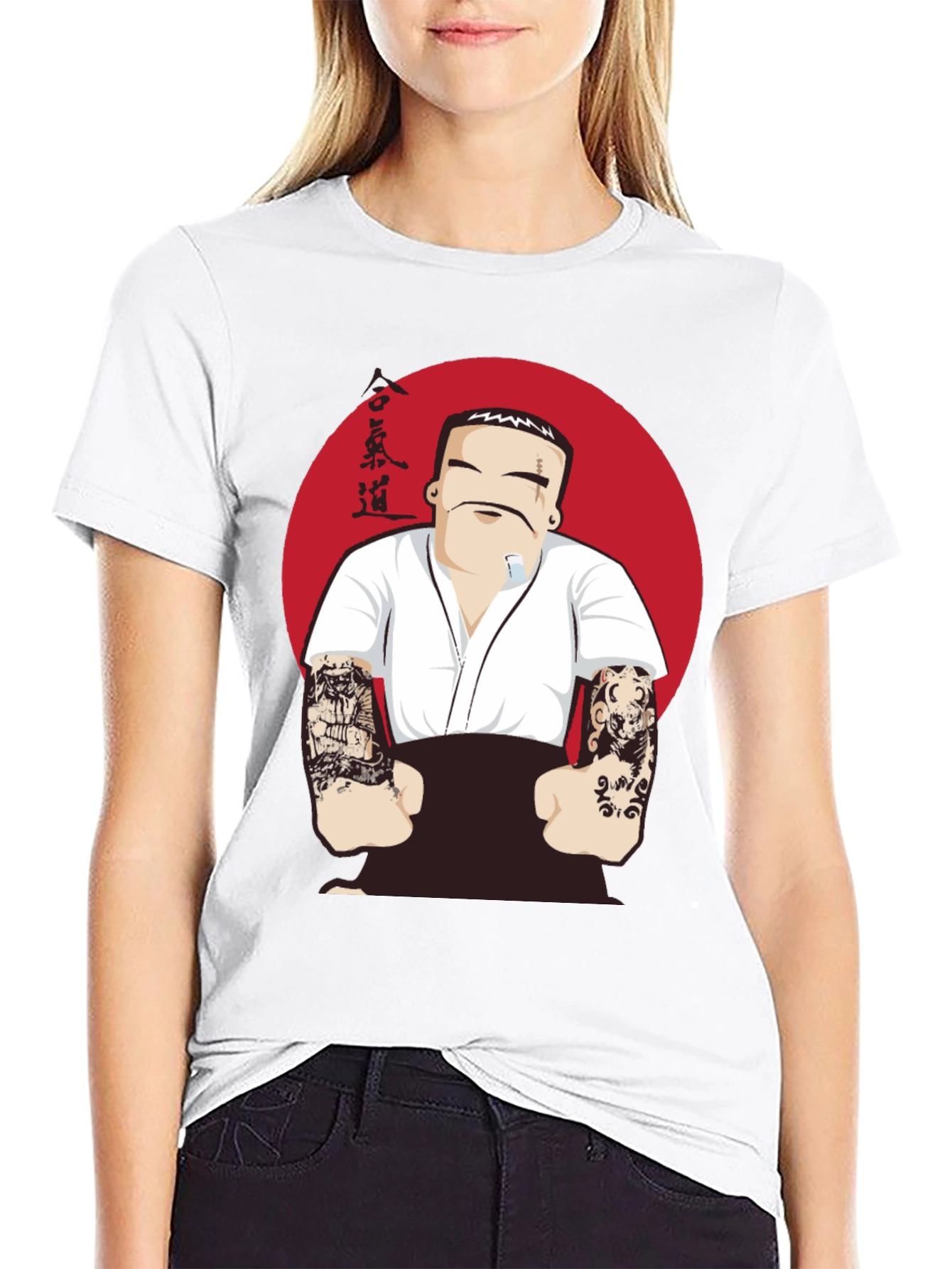 Aikido Tattooed Man Graphic Tee - Black