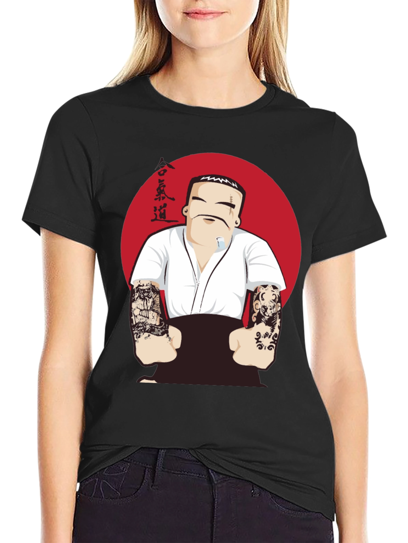 Aikido Tattooed Man Graphic Tee - Black