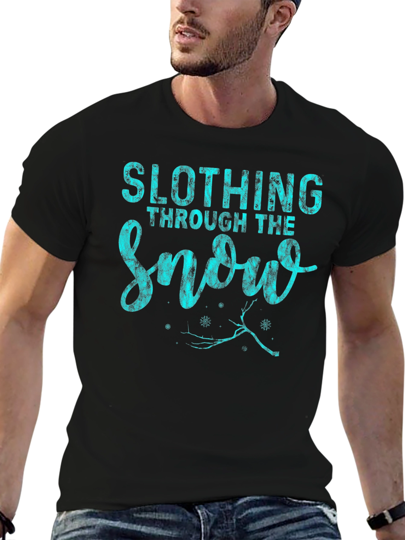 Slothing Through the Snow Mens Graphic T-Shirt