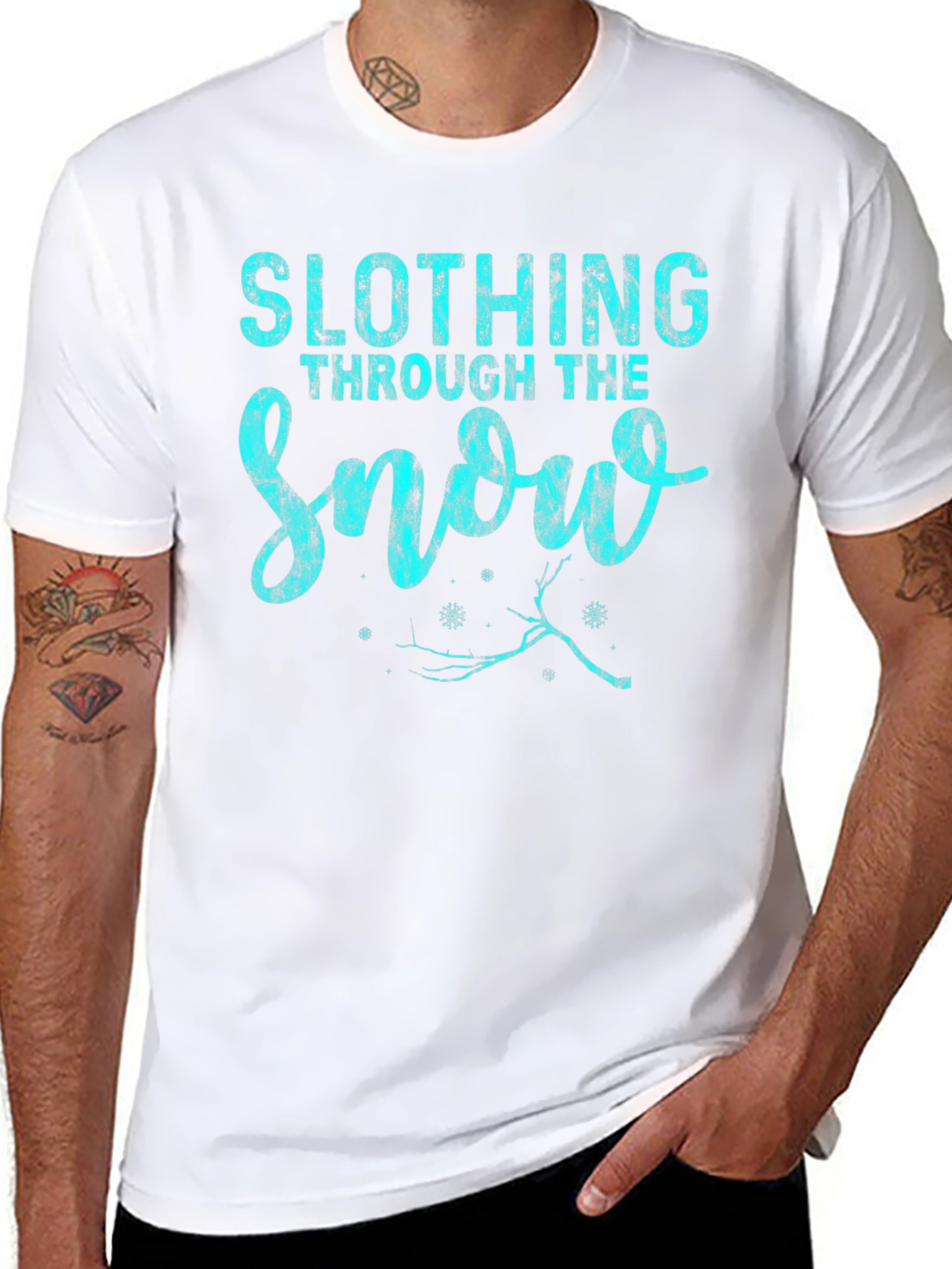 Slothing Through the Snow Mens Graphic T-Shirt