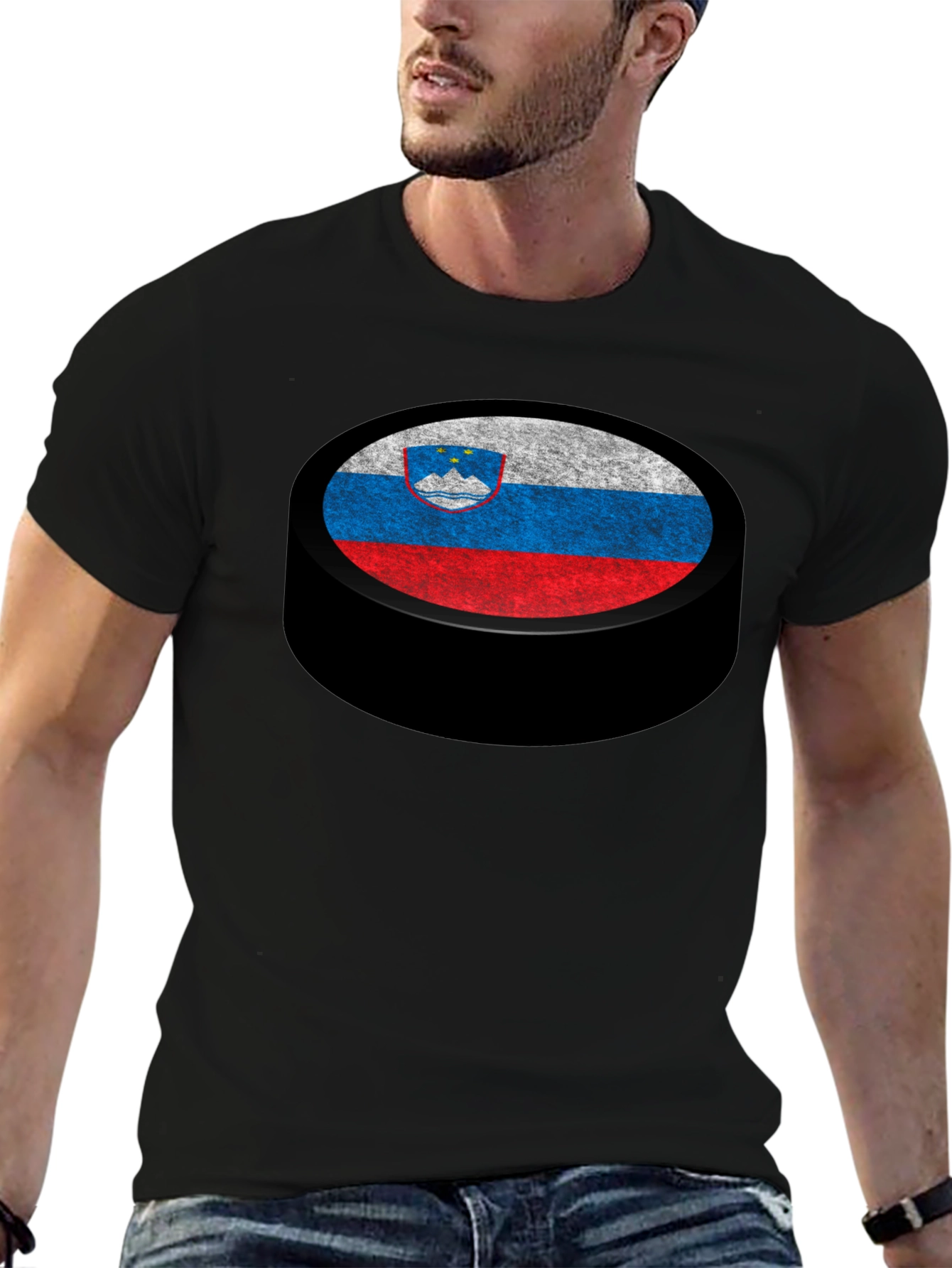 Slovenia Flag Hockey Puck Graphic T-Shirt