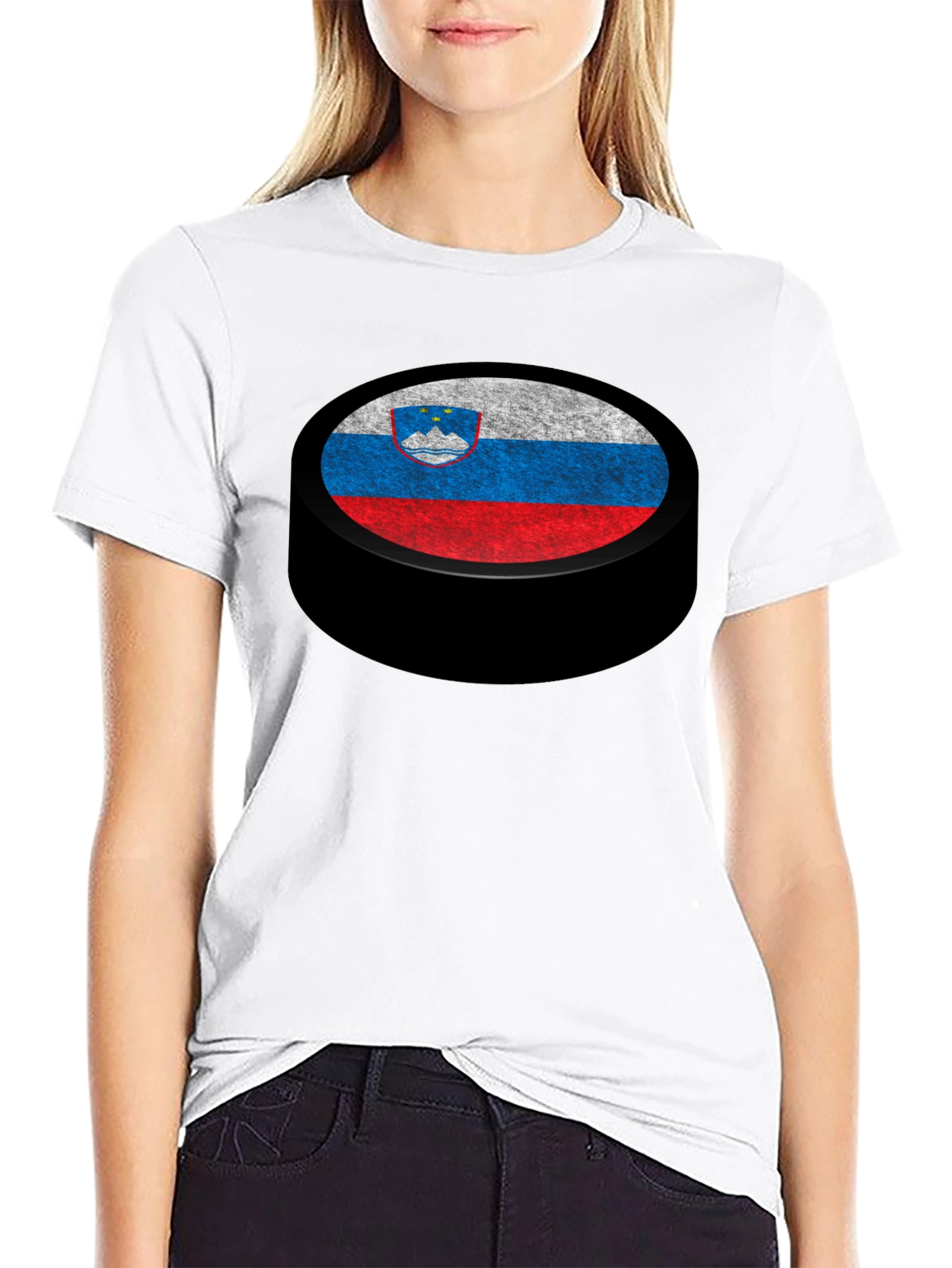 Slovenia Flag Hockey Puck Graphic T-Shirt