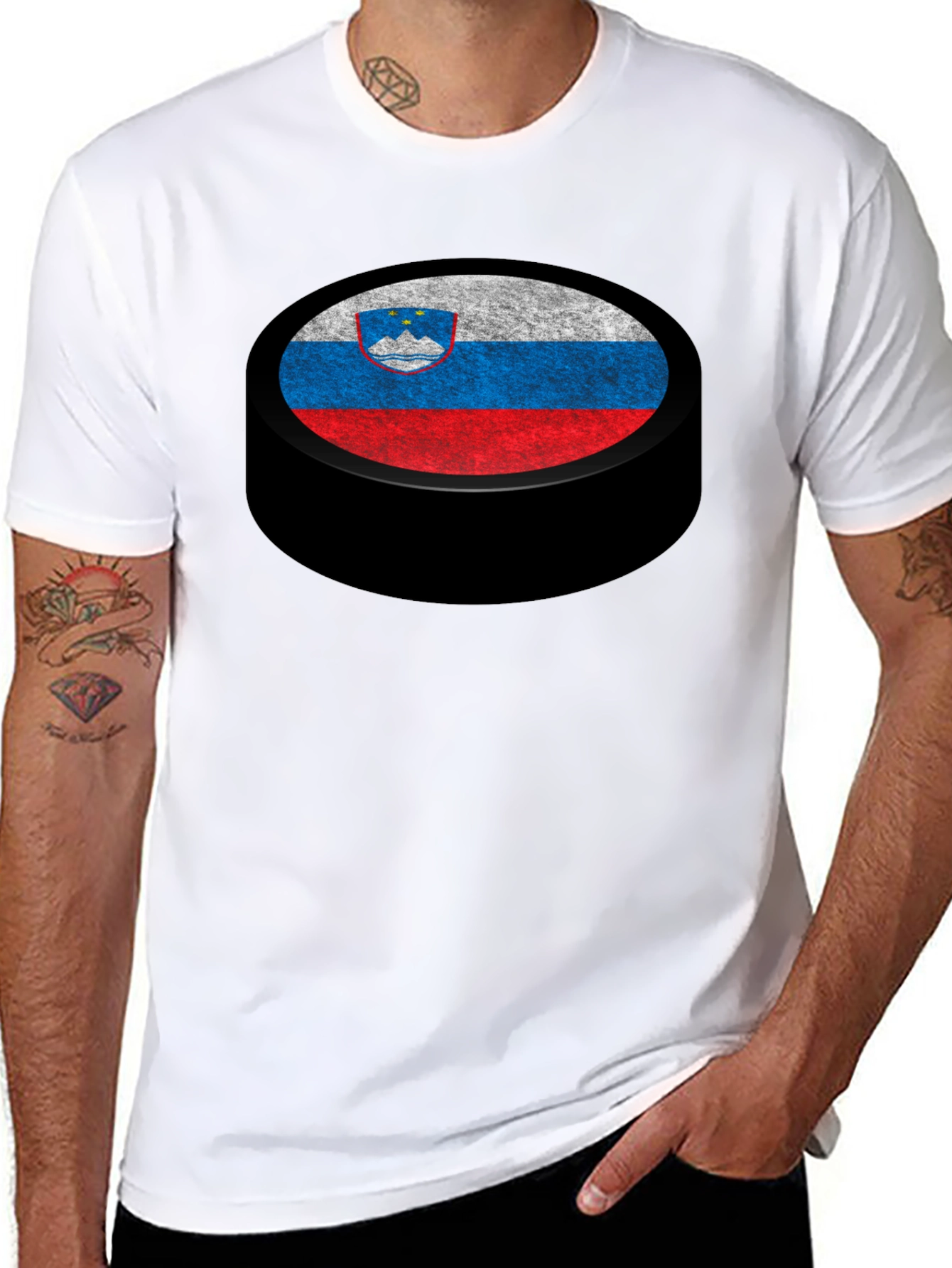 Slovenia Flag Hockey Puck Graphic T-Shirt
