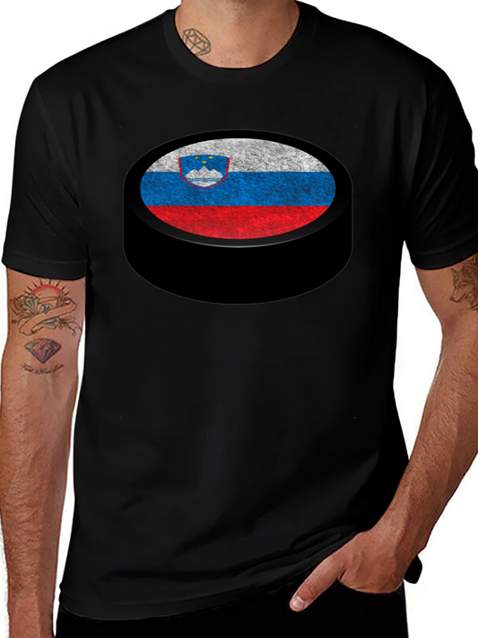 Slovenia Flag Hockey Puck Graphic T-Shirt