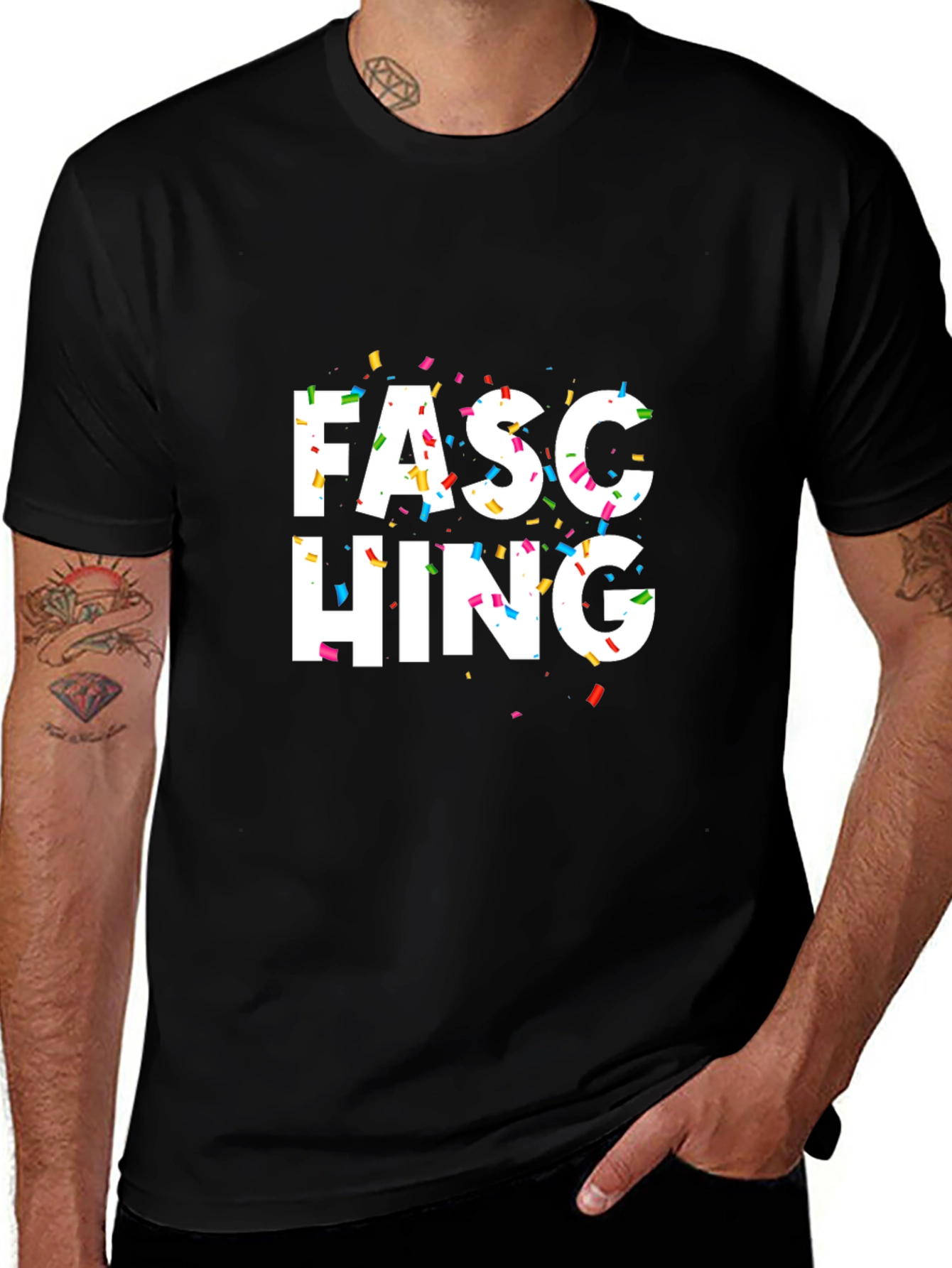 Fasching Confetti Black T-Shirt